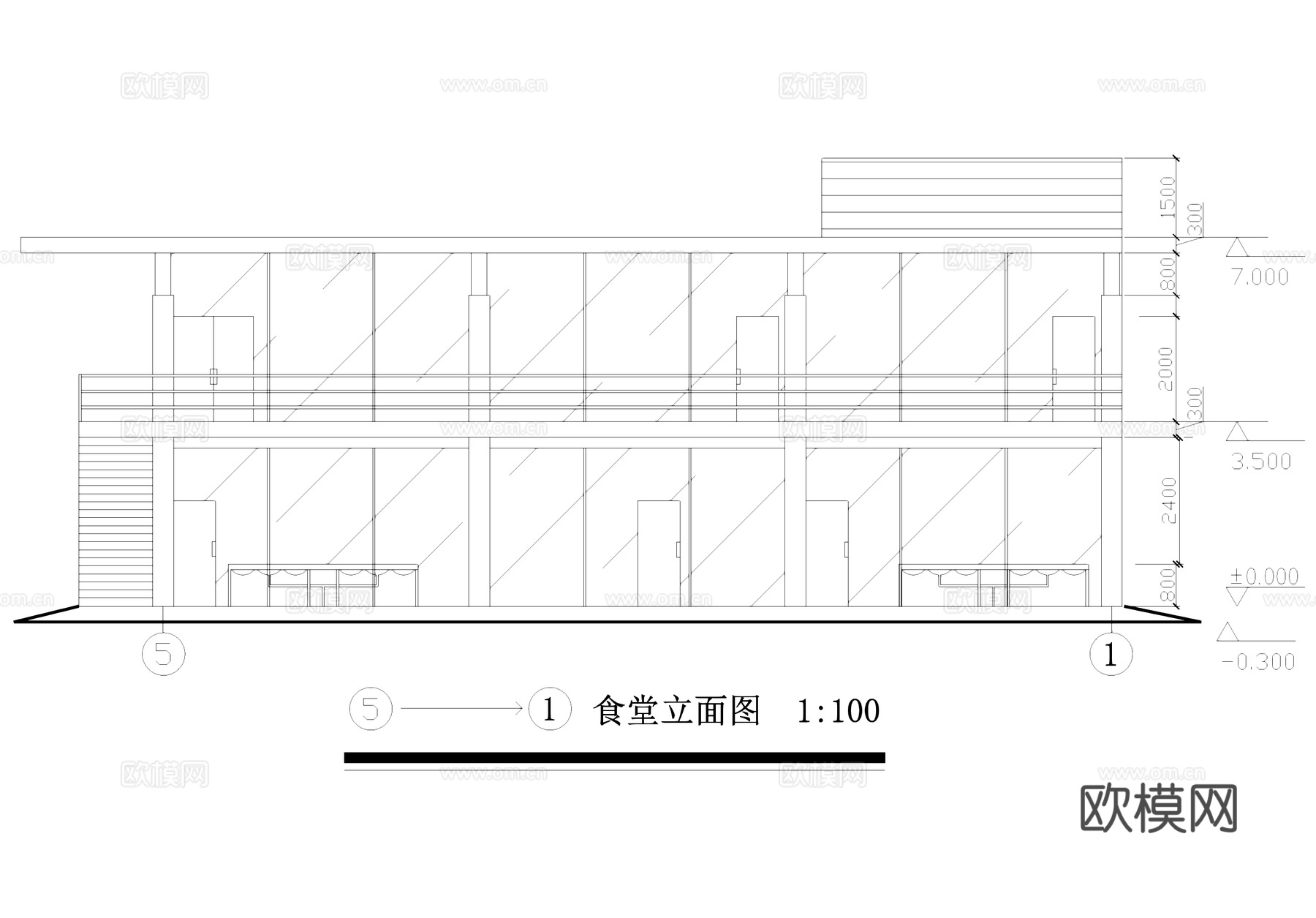 小型食堂餐厅建筑CAD施工图集cad施工图