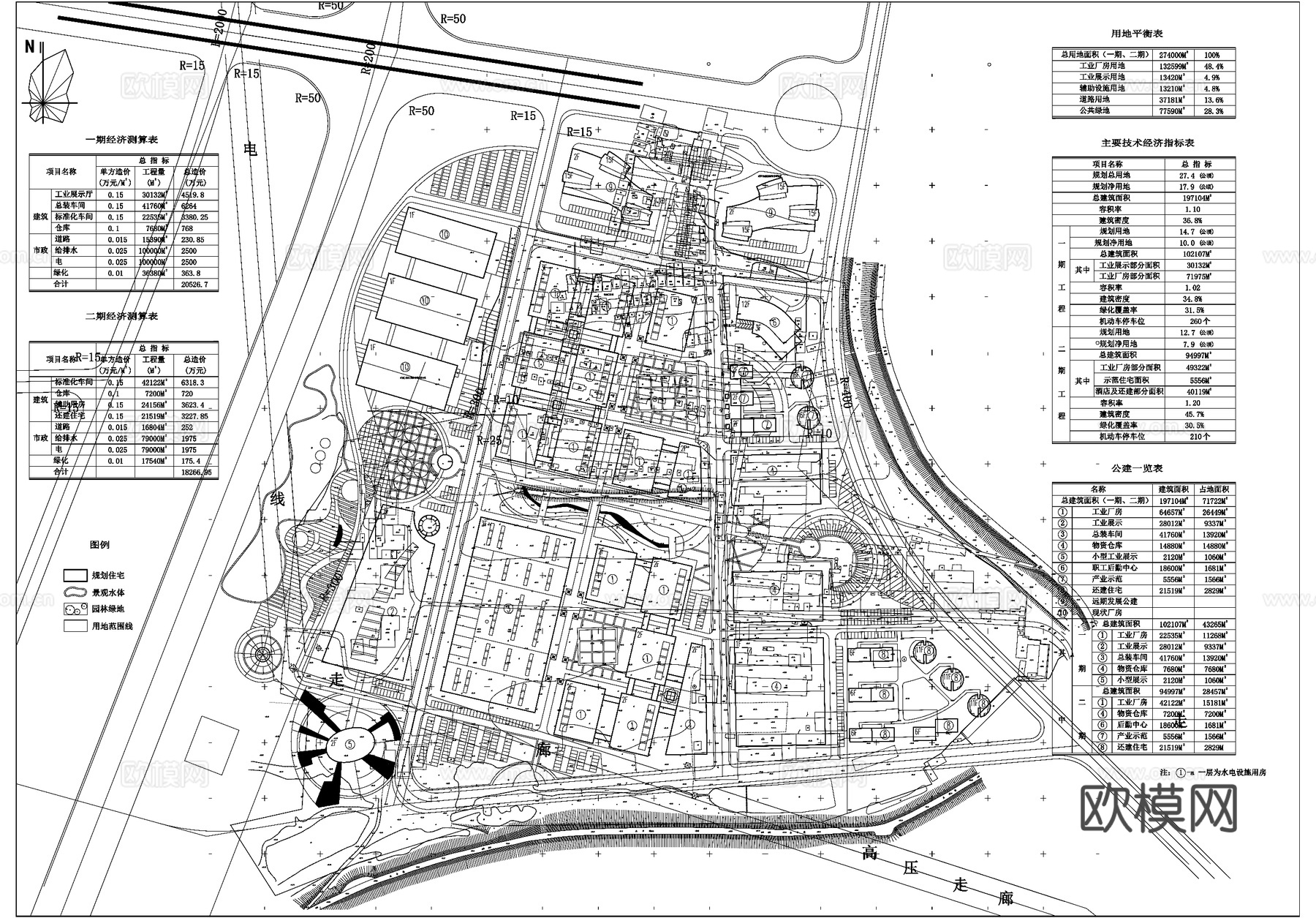 工业园区产业园工厂建筑规划平面图cad施工图
