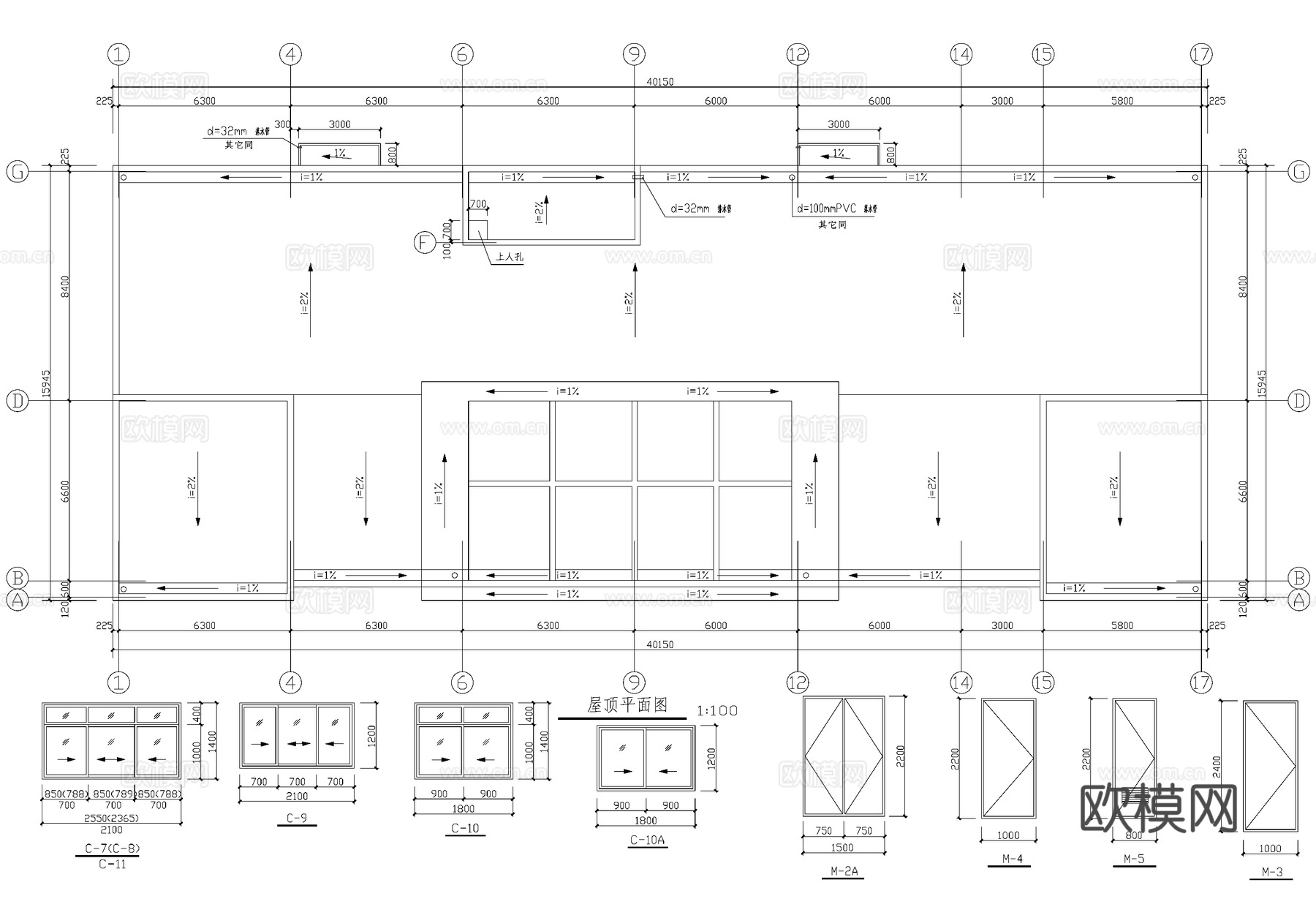 二层车间厂房办公楼综合楼工业建筑cad施工图