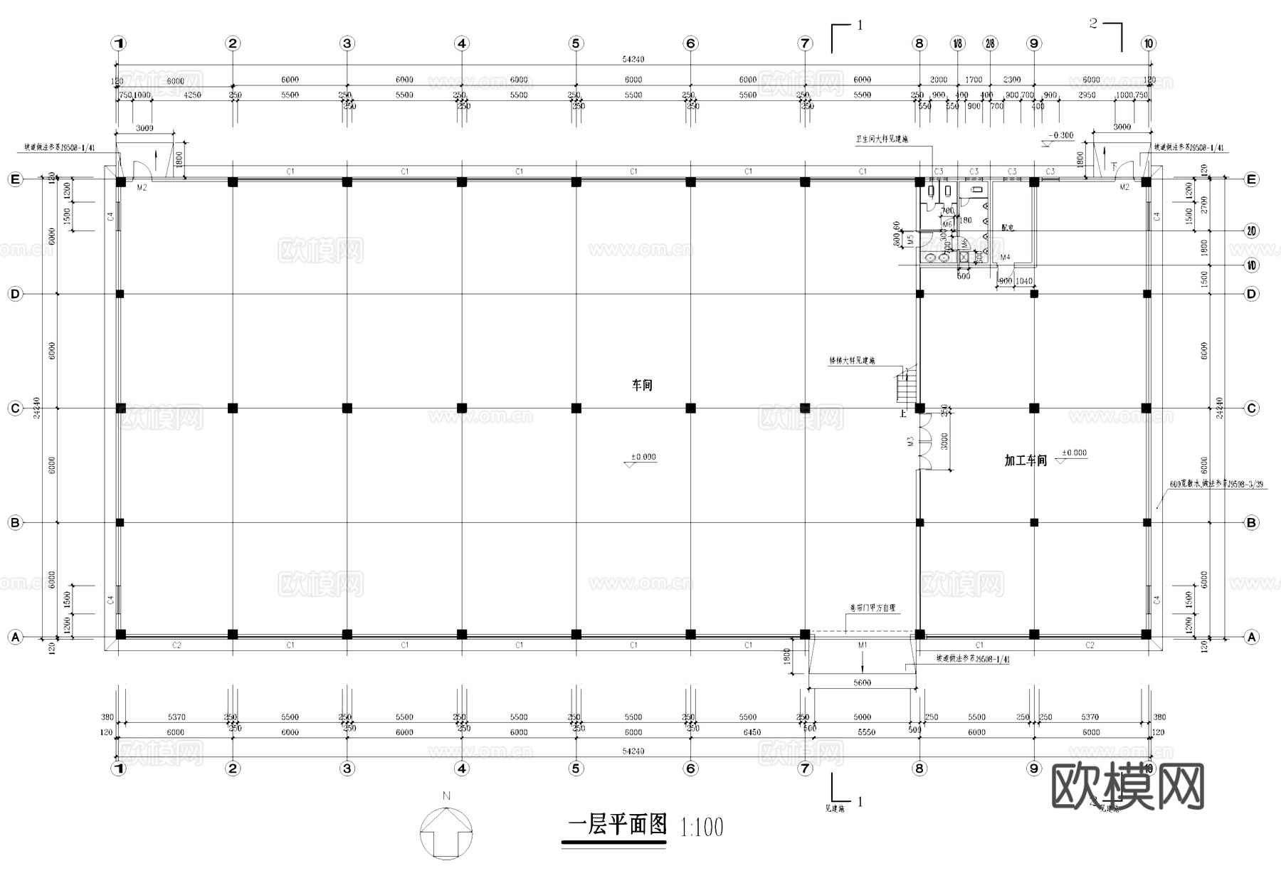 电力公司标准厂房车间工业建筑CAD施工图集cad施工图