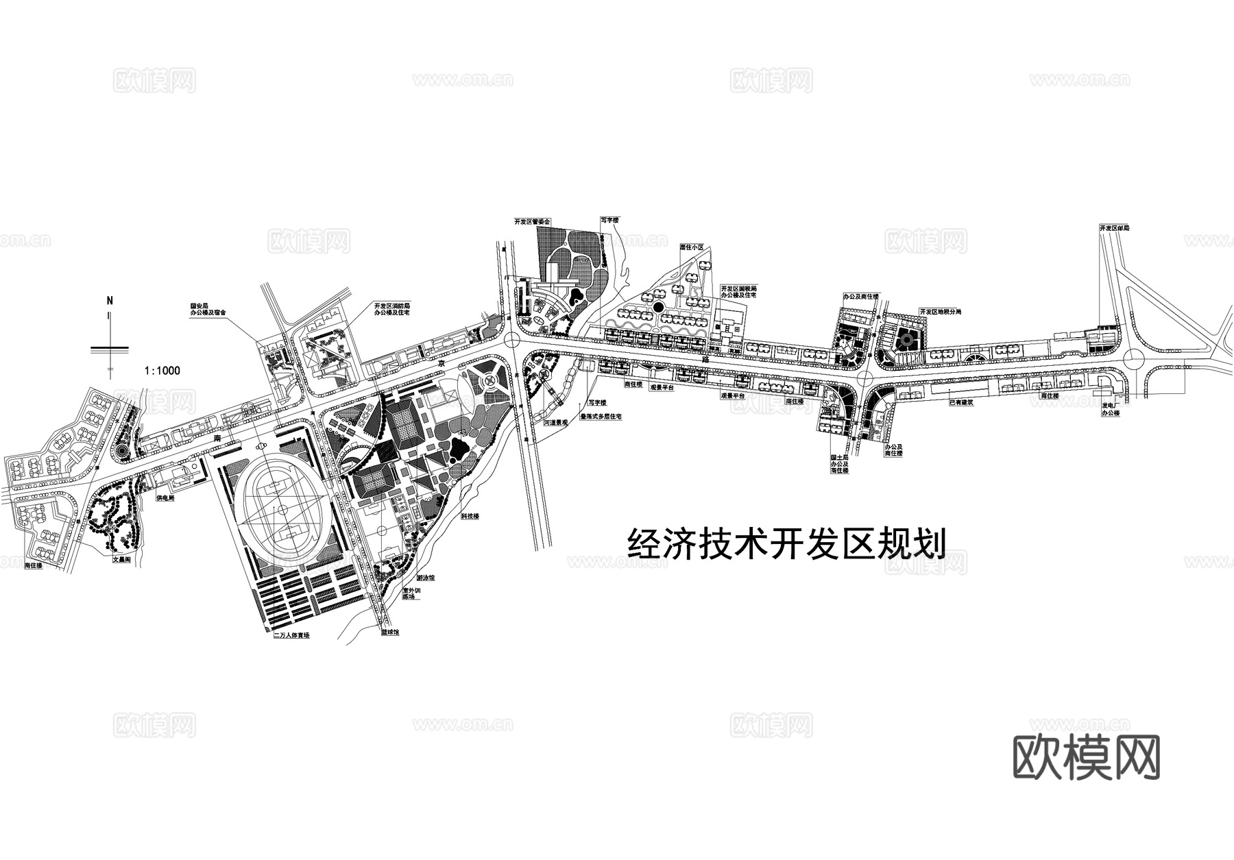 经济技术开发区城市规划总平面图cad施工图