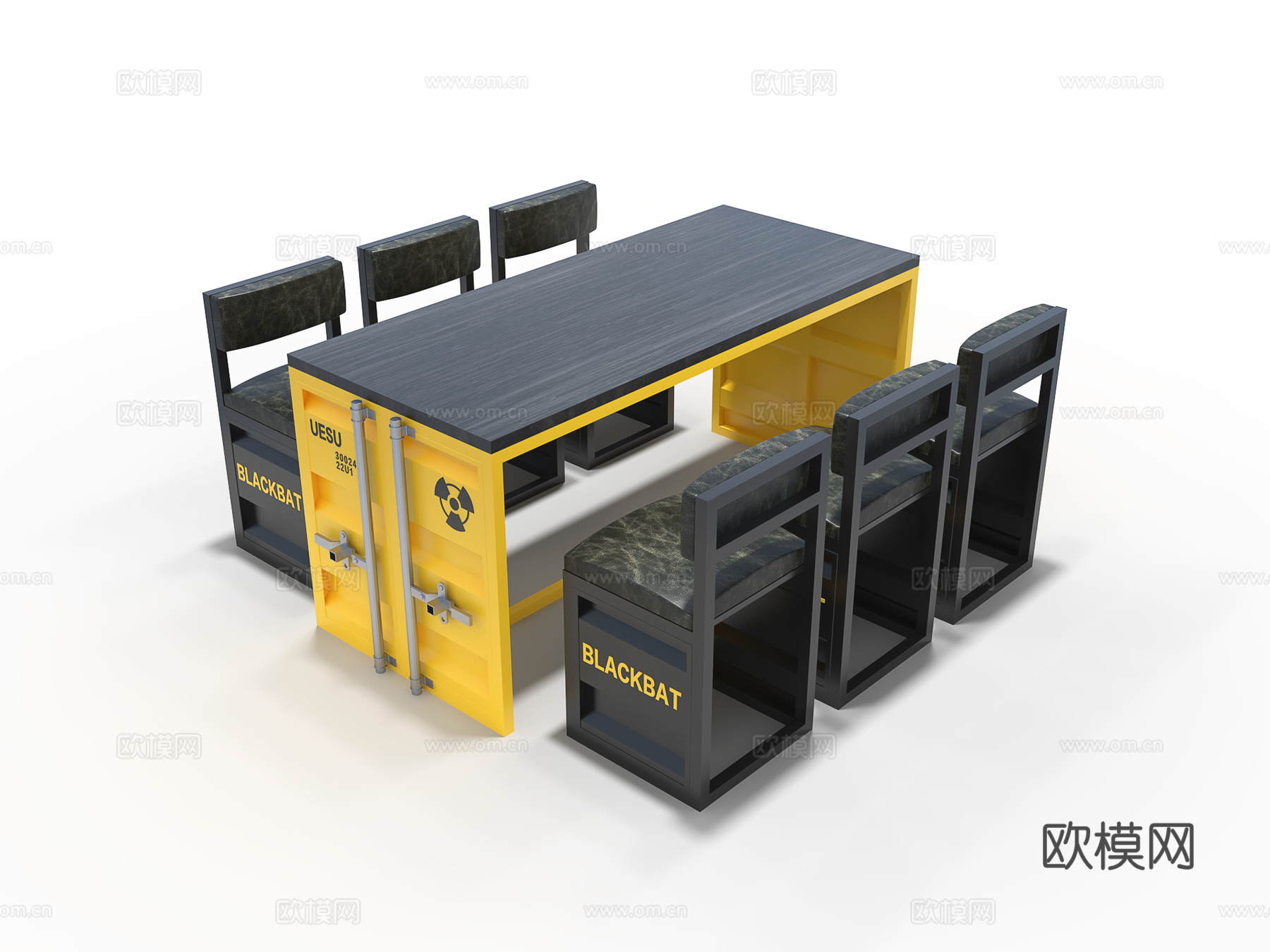 工业风桌椅组合3d模型