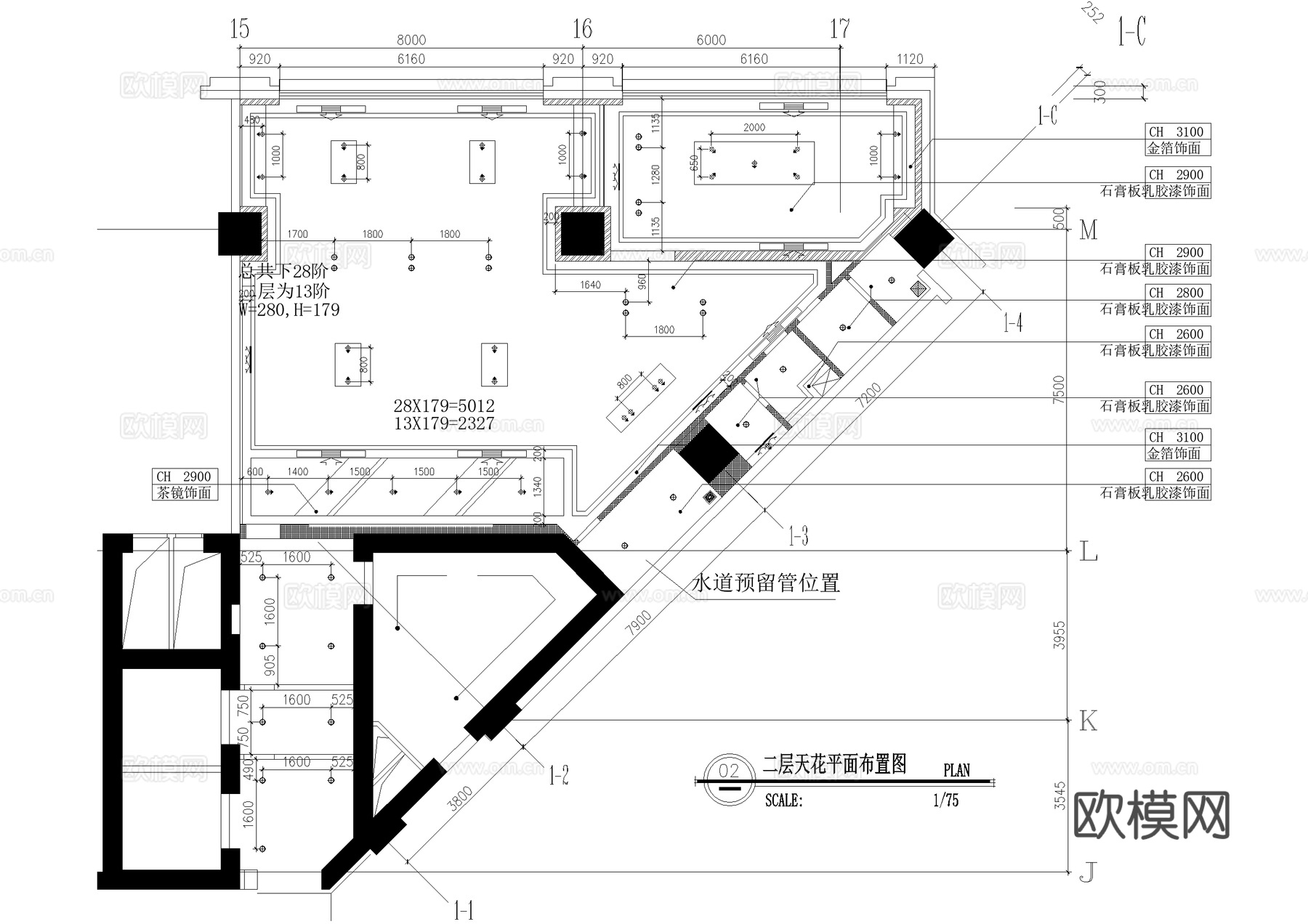 茶馆 二层茶室茶吧会所 平面系统图 茶楼cad施工图