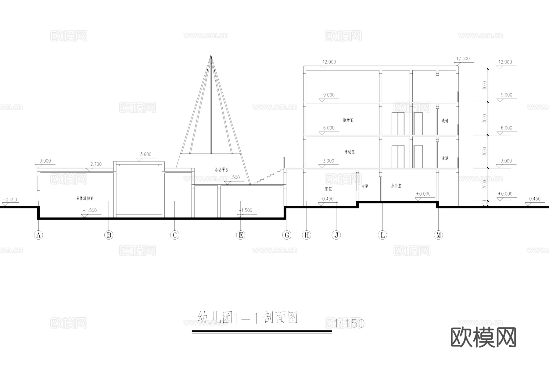 杭州钱江城住宅小区幼儿园建筑CAD施工图cad施工图