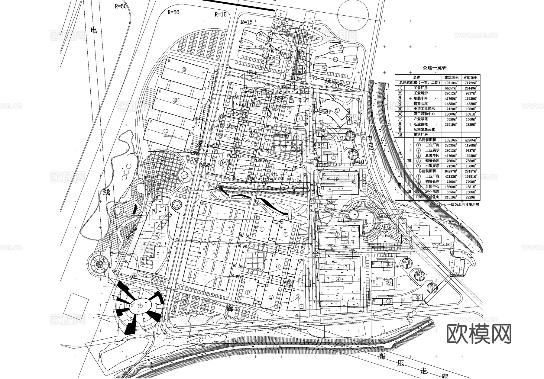 工业园区产业园工厂建筑规划平面图cad施工图