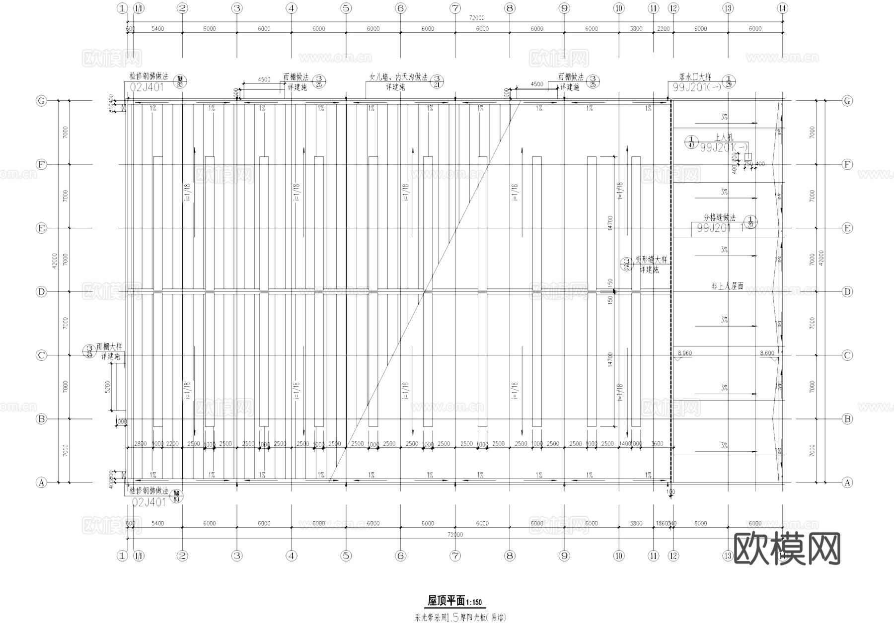 二层生产车间金属加工丁类厂房工业建筑CAD施工图cad施工图