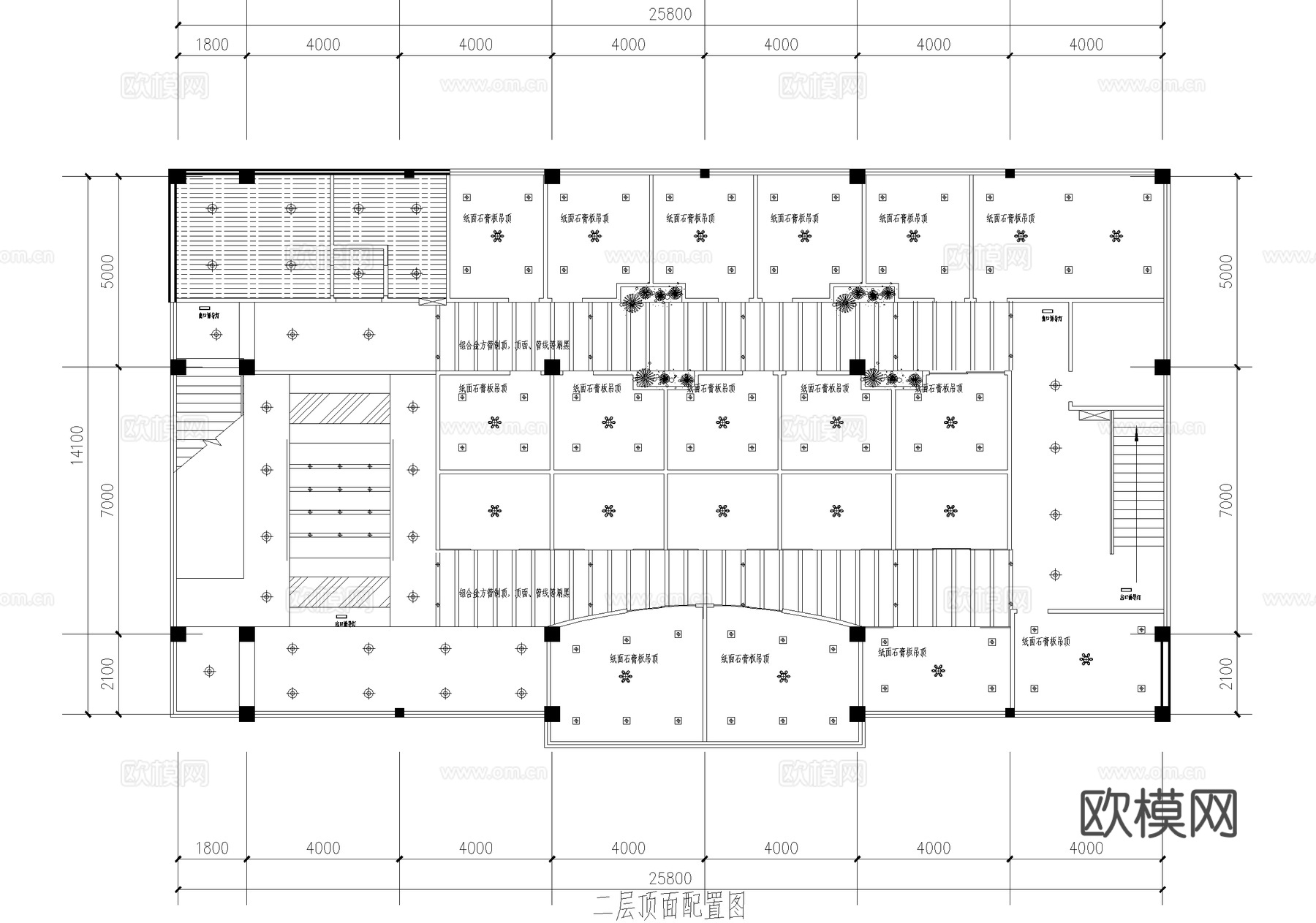 茶馆 二层茶室茶吧会所 茶楼cad施工图