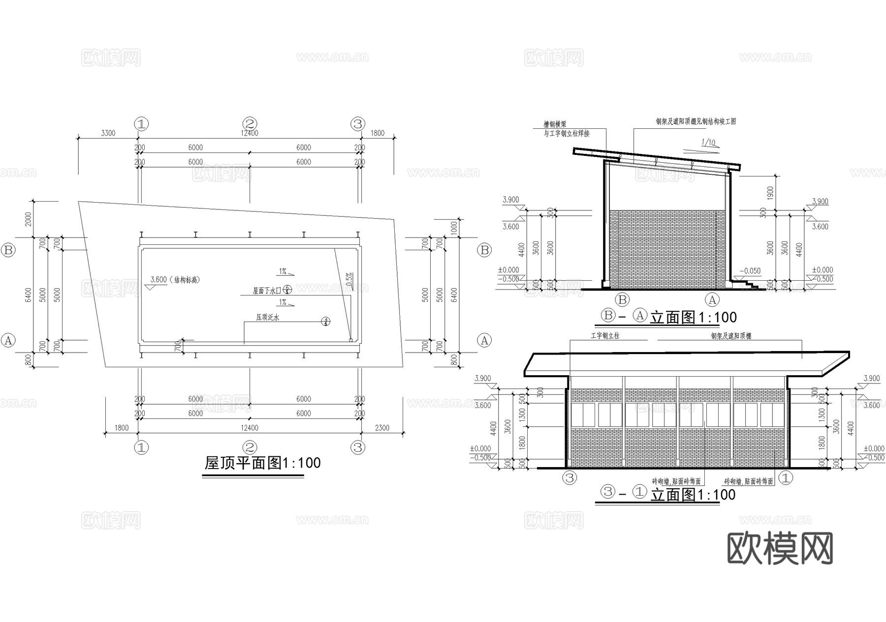 公共厕所建筑 洗手间管理房cad施工图