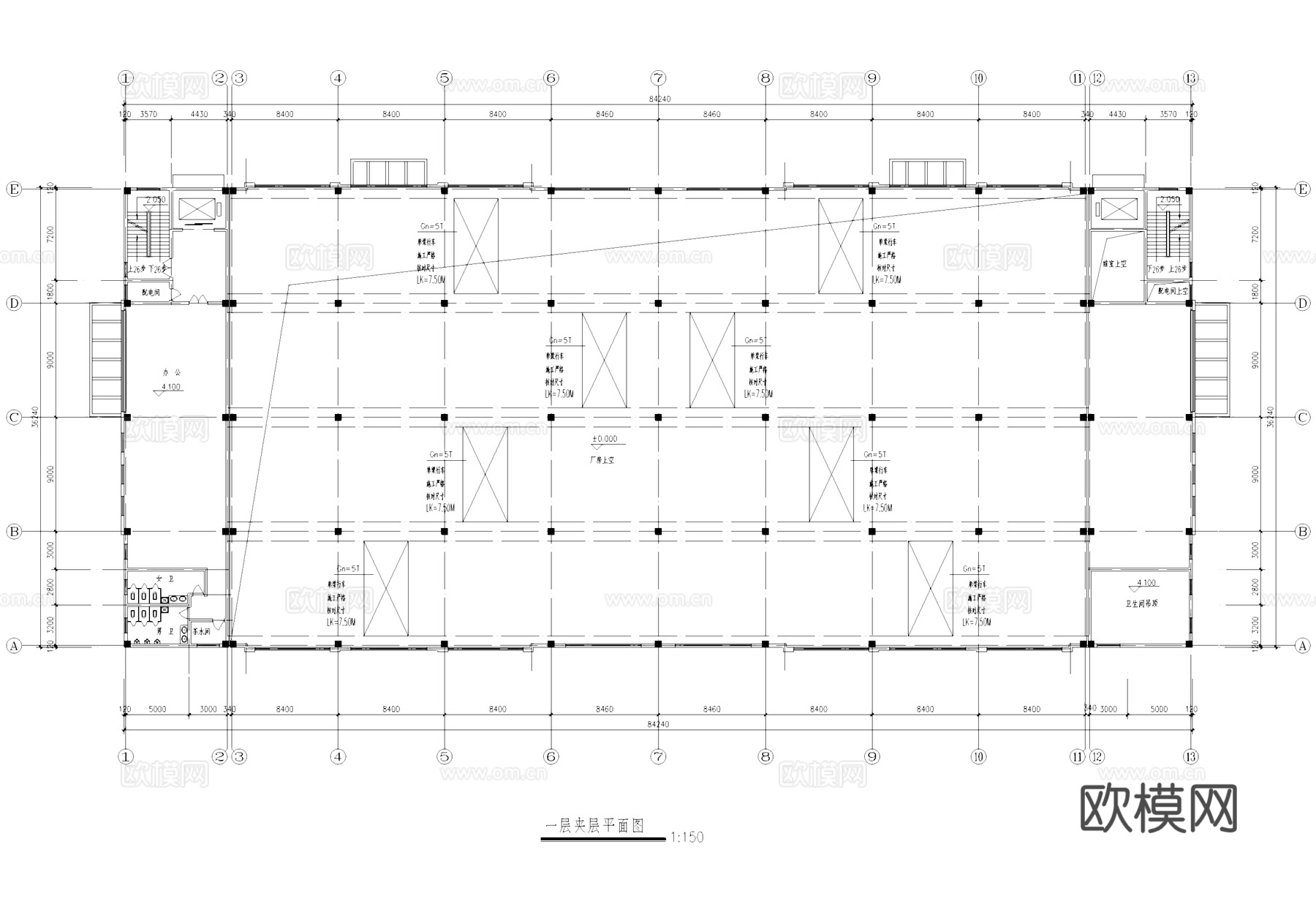 工业车间厂房建筑CAD施工图集cad施工图