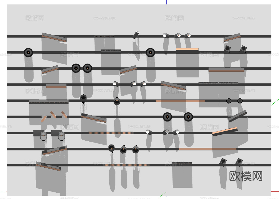现代射灯su模型