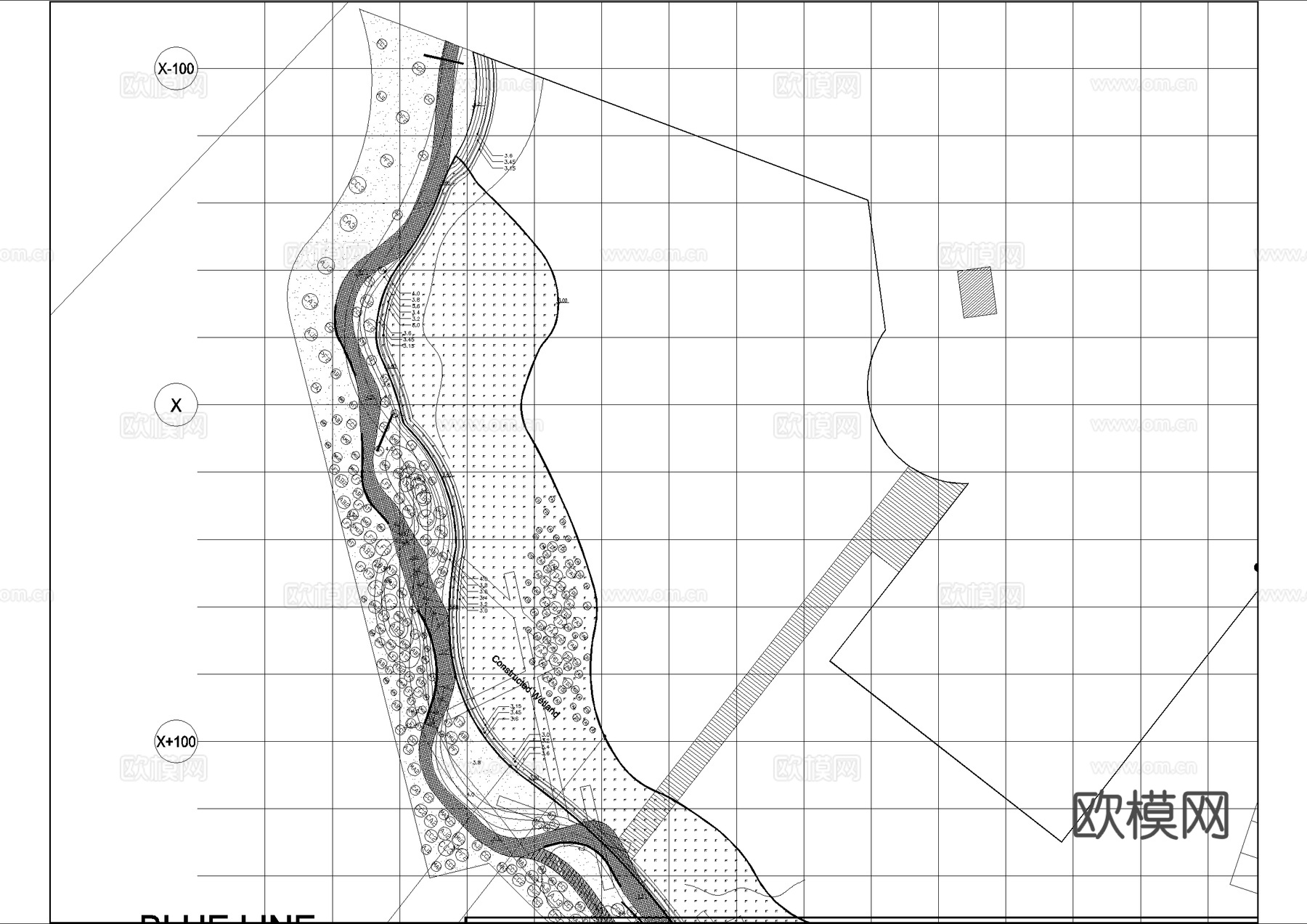 滨水公园湖区规划总平面图cad施工图