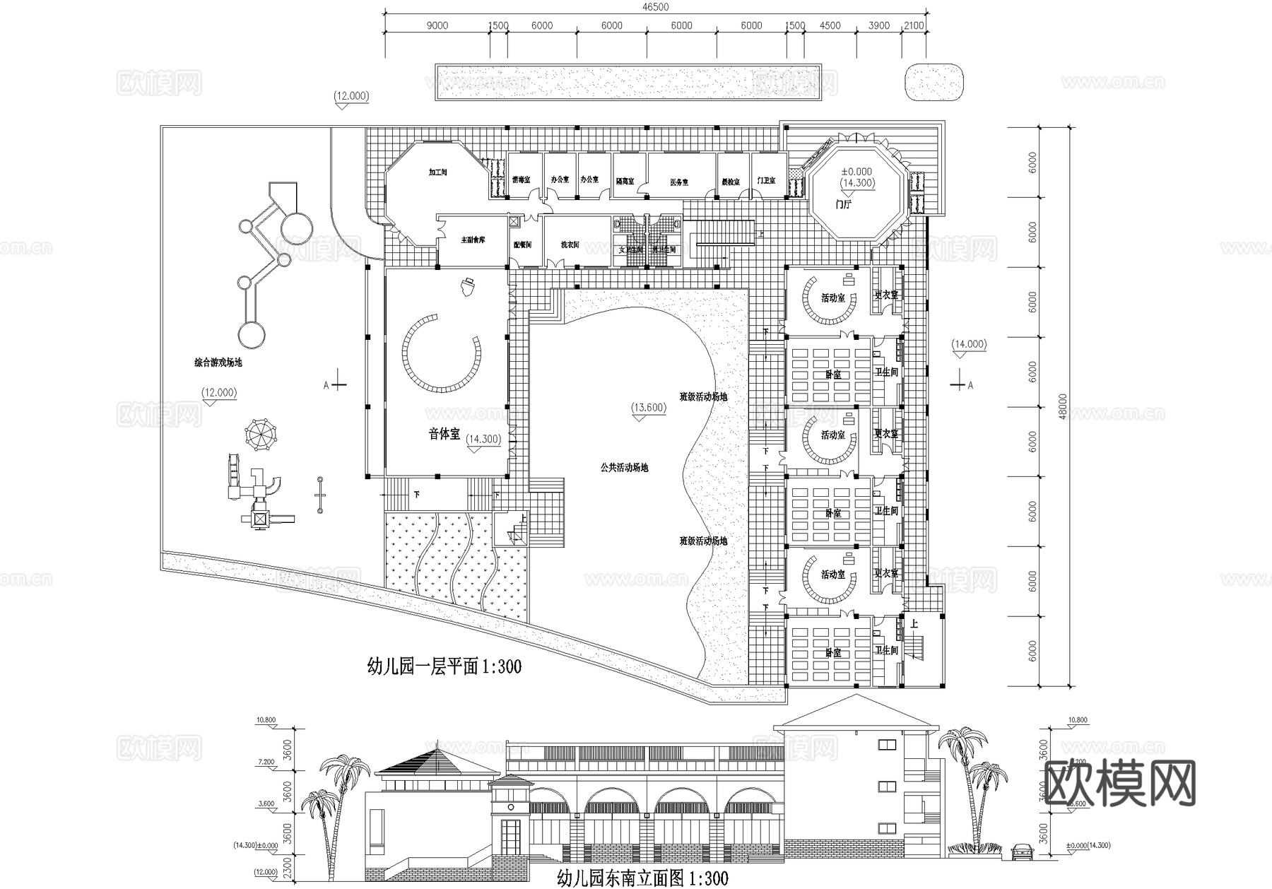 幼儿园建筑 三层托儿所cad施工图