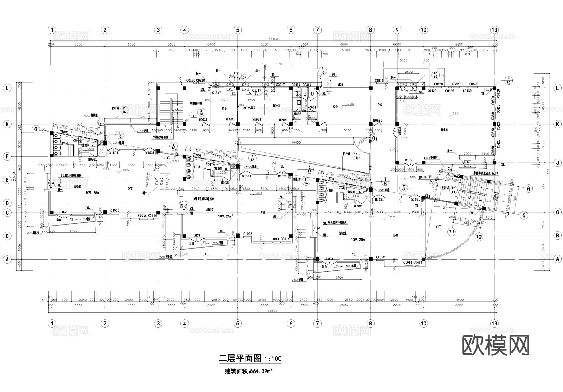如诗美地幼儿园建筑结构CAD施工图集cad施工图