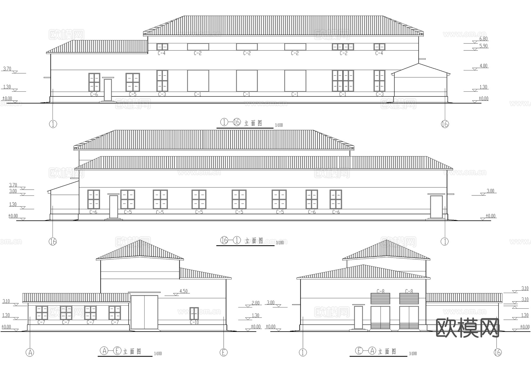 浊环水泵房浓缩池煤气清洗循环泵站厂房工业建筑cad施工图