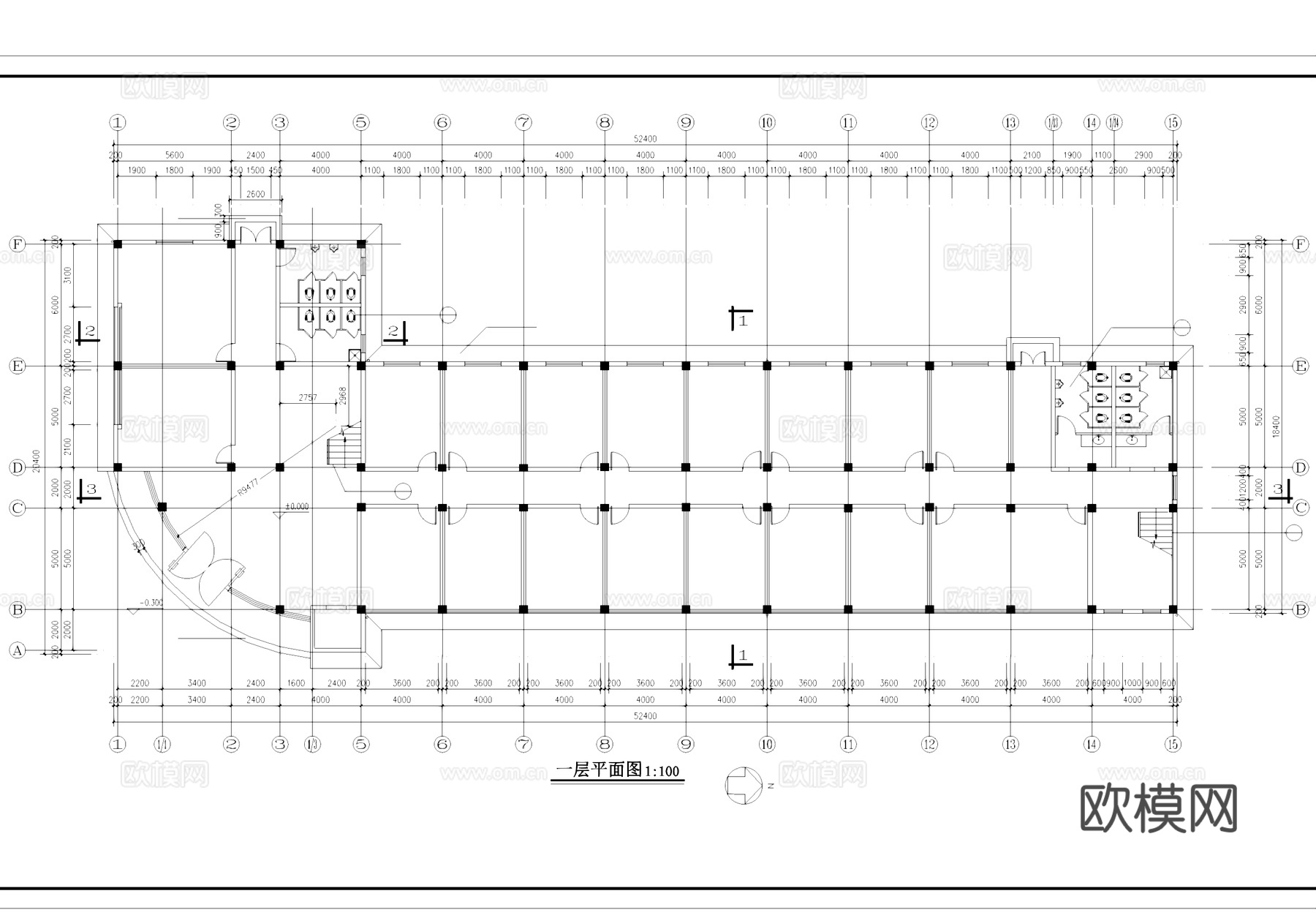 厂区办公楼建筑CAD施工图cad施工图