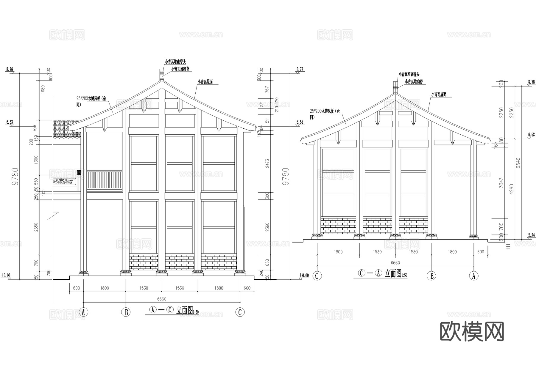 寺庙 厢房仿古建筑 川东北民居风格 二层钢混木结构cad施工图