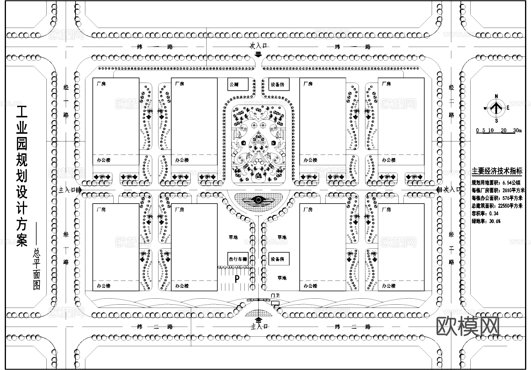 工业园规划总平面CAD施工图cad施工图