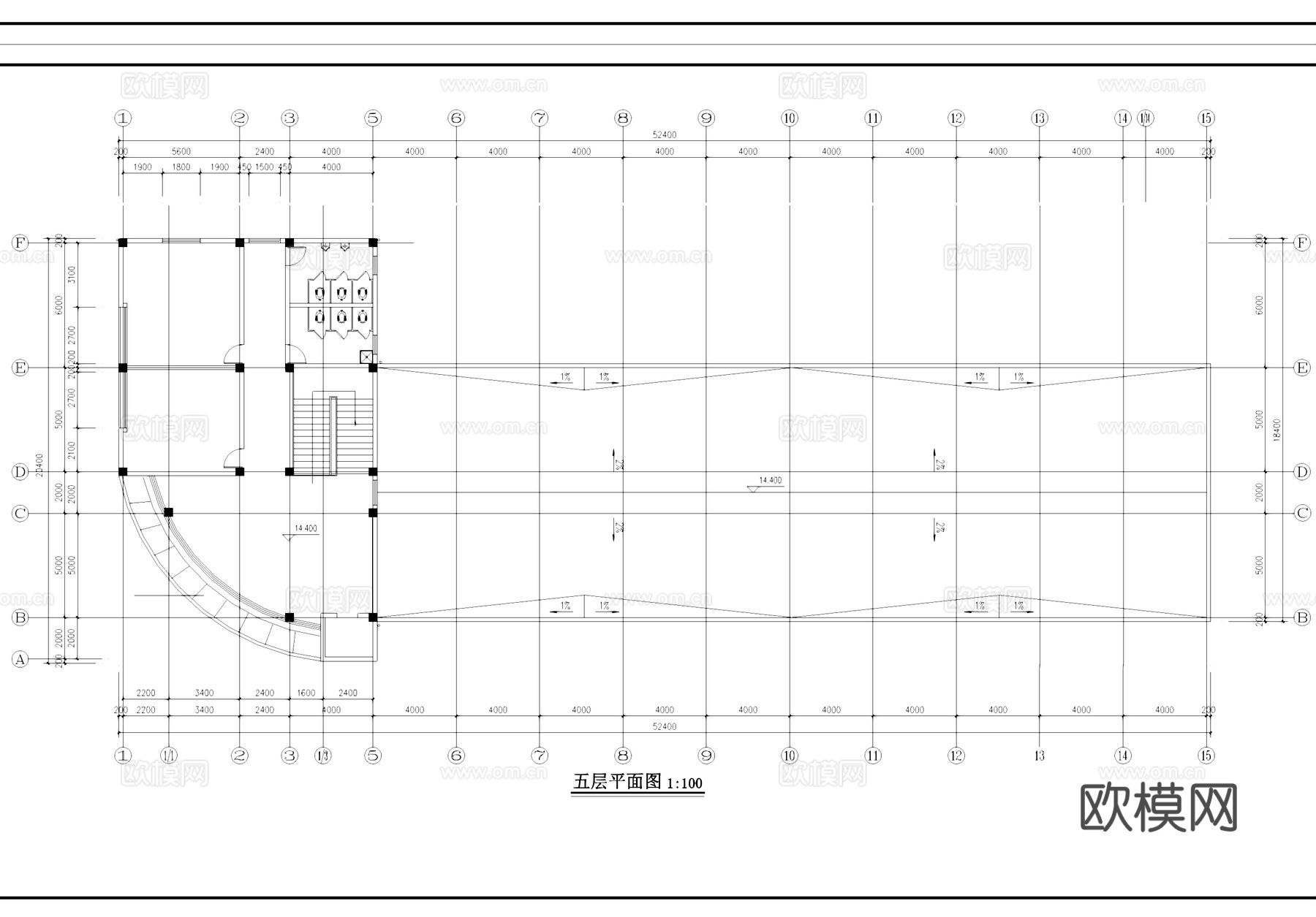 厂区办公楼建筑CAD施工图cad施工图
