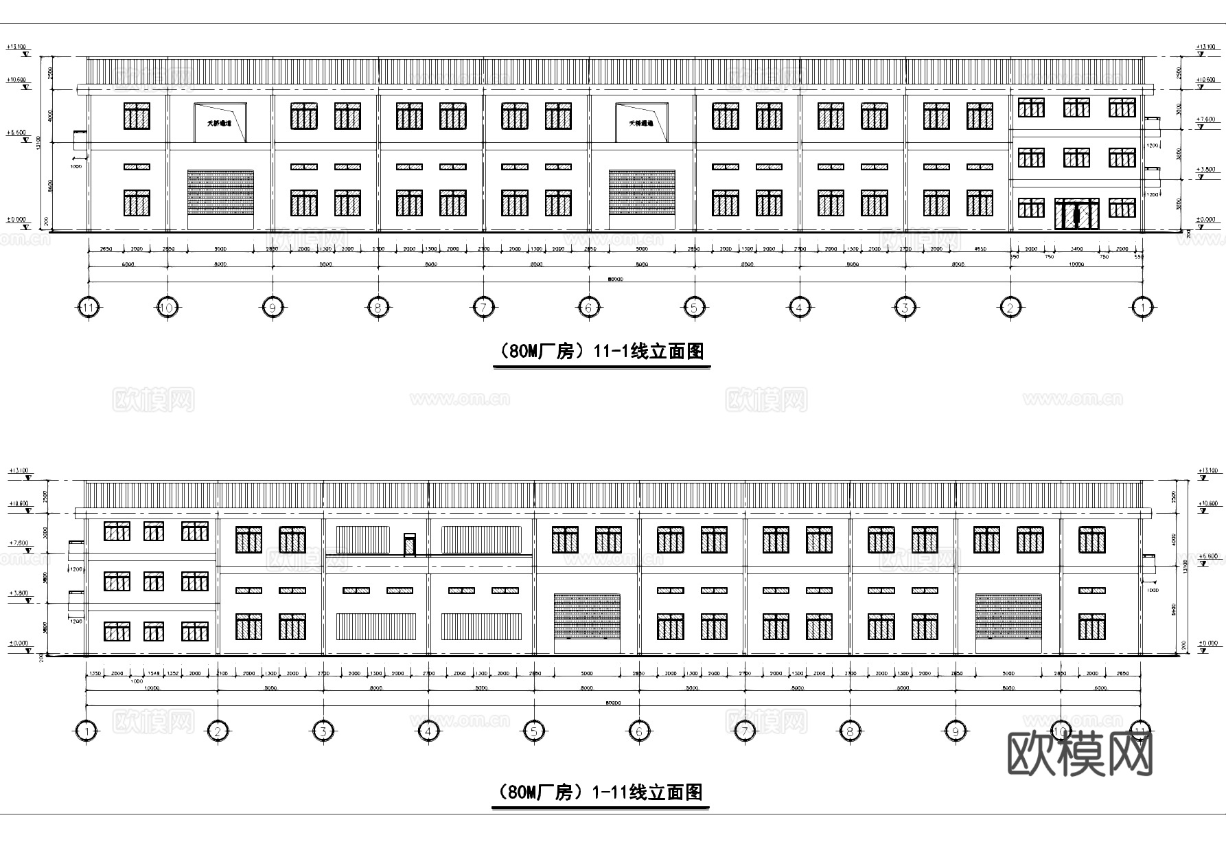 二层工业厂房车间及三层宿舍建筑CAD施工图.zipcad施工图