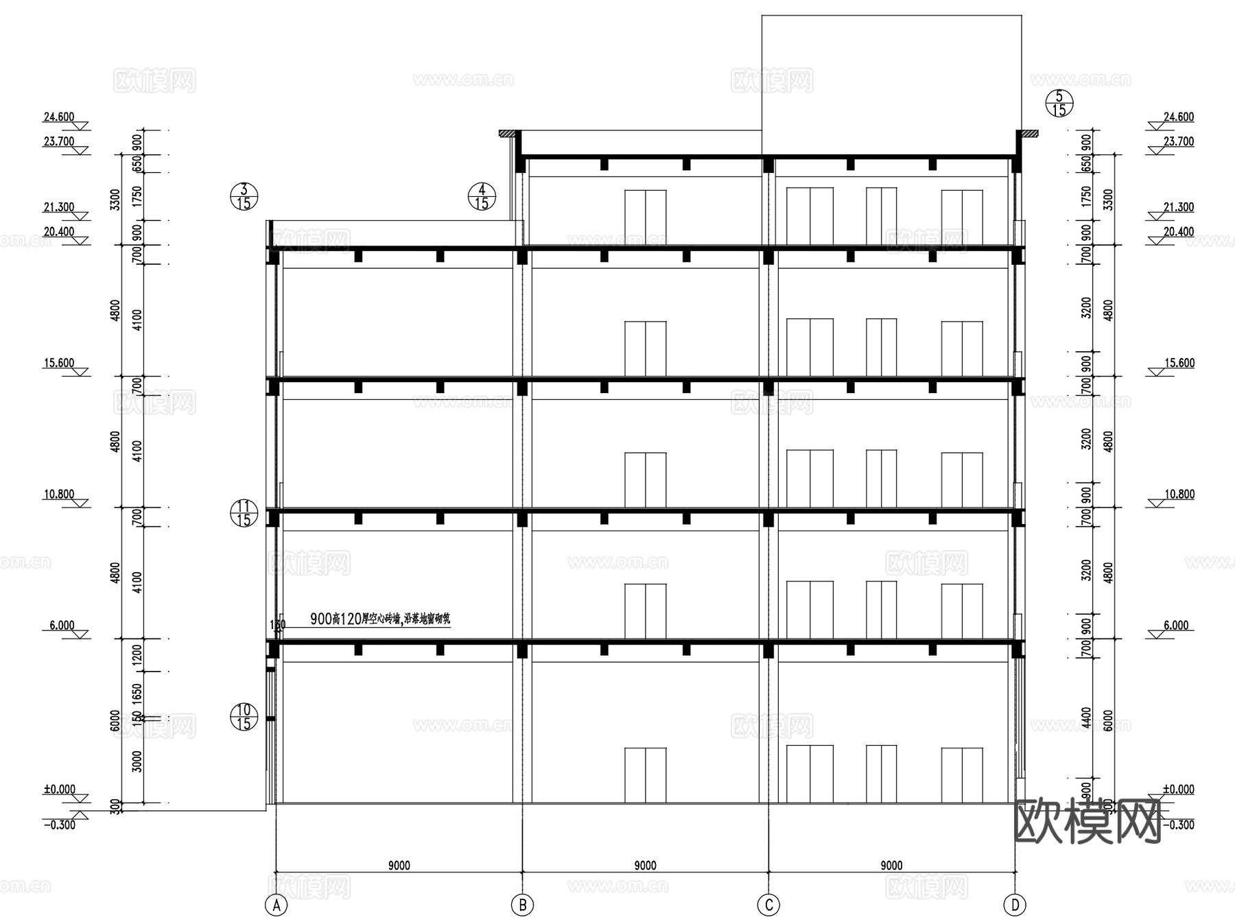 五层框架厂房工业建筑CAD施工图cad施工图