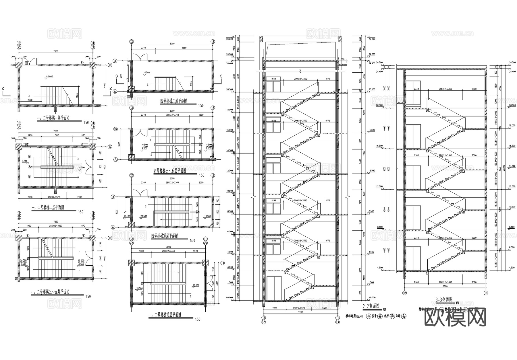 五层厂房生产车间工业建筑CAD施工图cad施工图