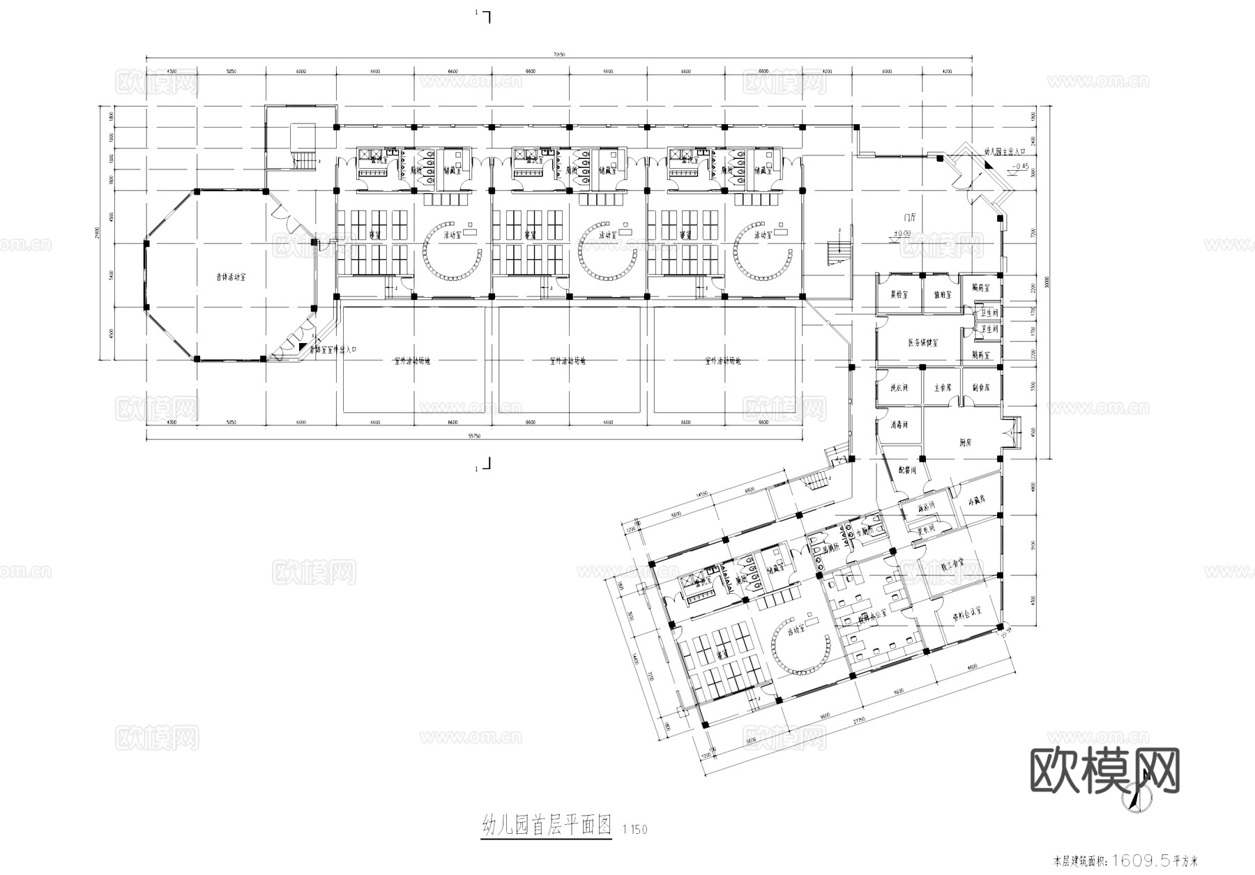 徐州国际学校幼儿园建筑CAD施工图集cad施工图