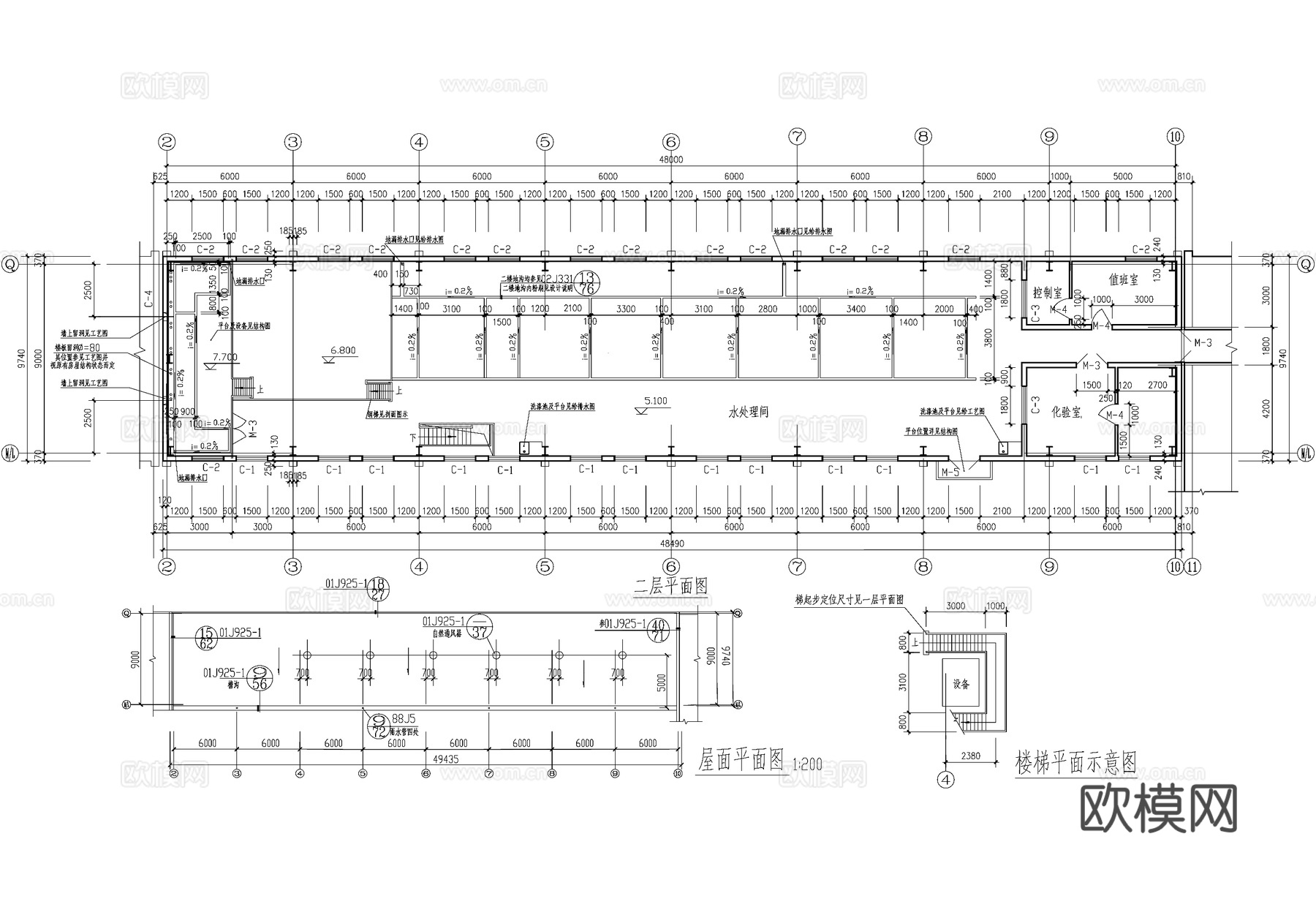 钢结构厂房 水处理车间工业建筑cad施工图