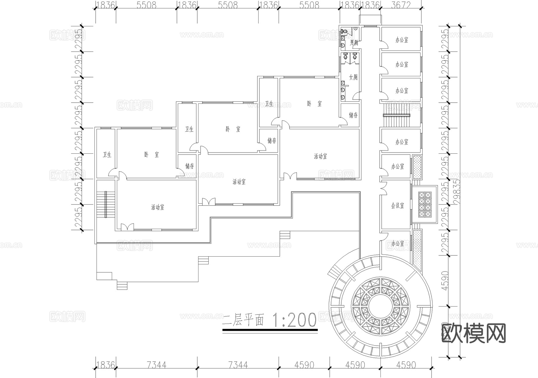 幼儿园建筑 二层托儿所cad施工图