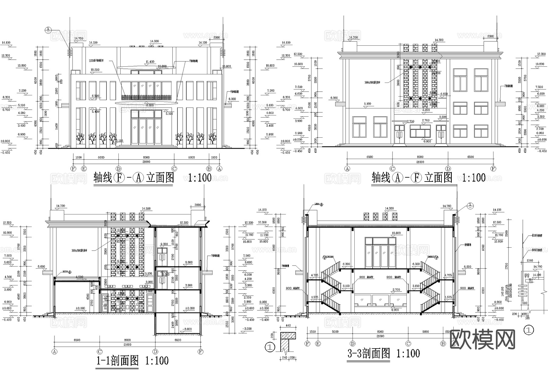 二层职工餐厅建筑 员工餐厅食堂cad施工图