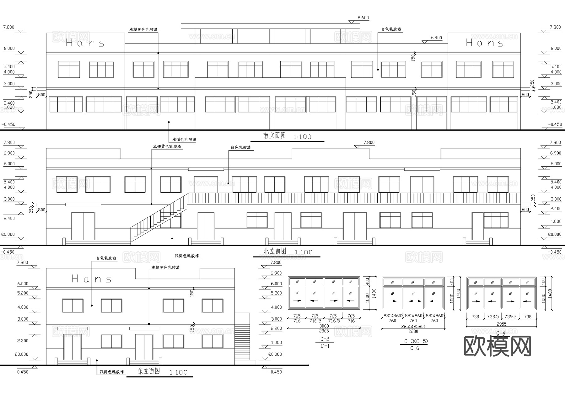 二层车间厂房办公楼综合楼工业建筑cad施工图