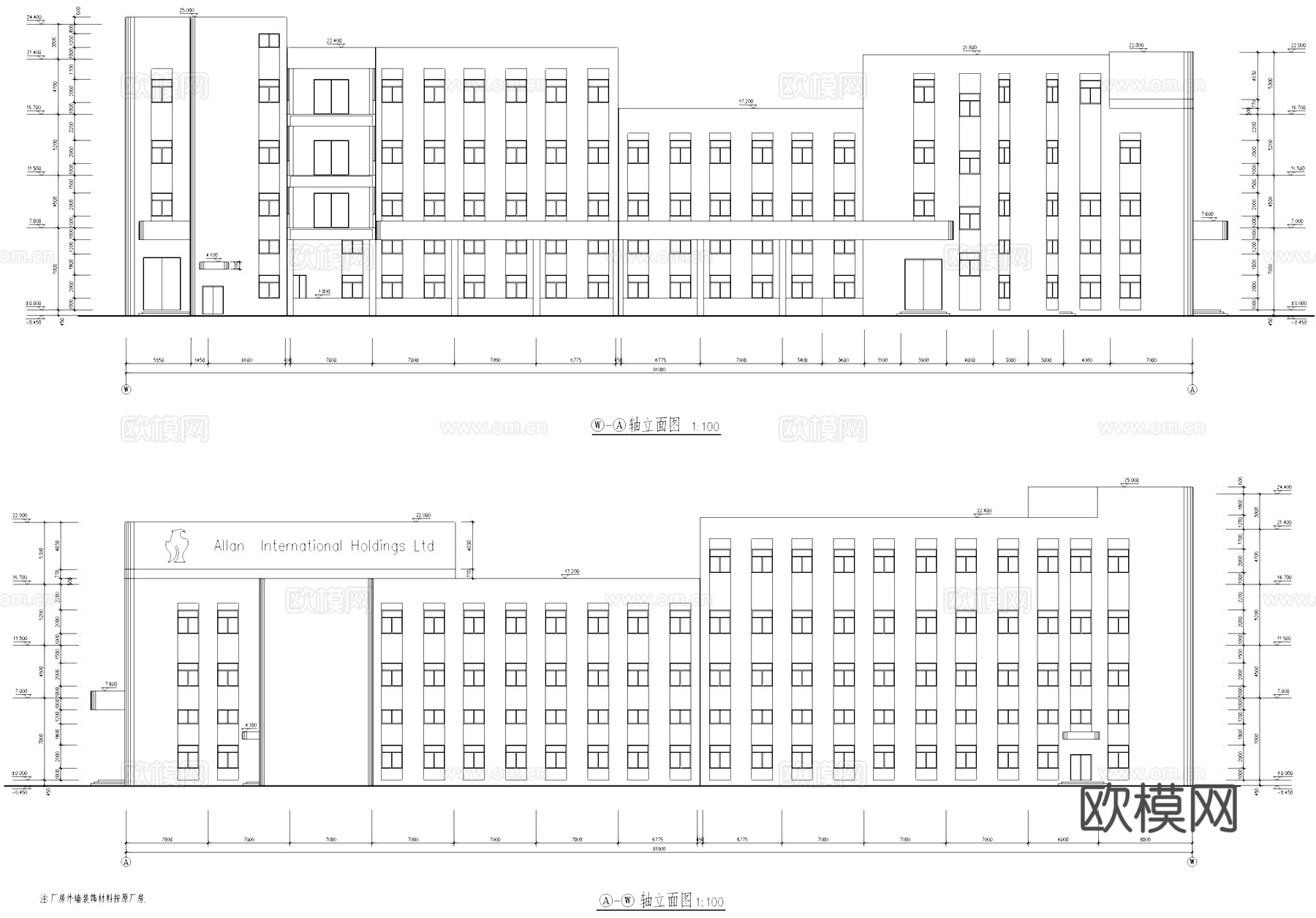 亚伦车间试验办公工业厂房建筑CAD施工图cad施工图