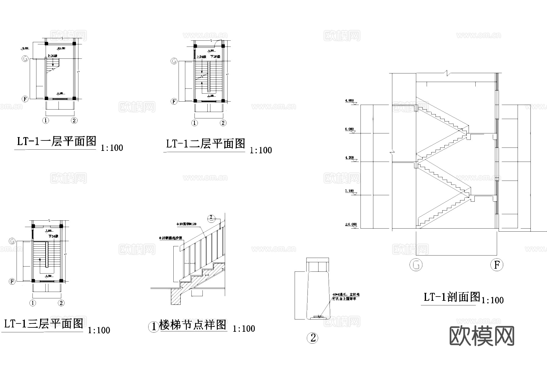 三层框架厂房工业建筑CAD施工图cad施工图