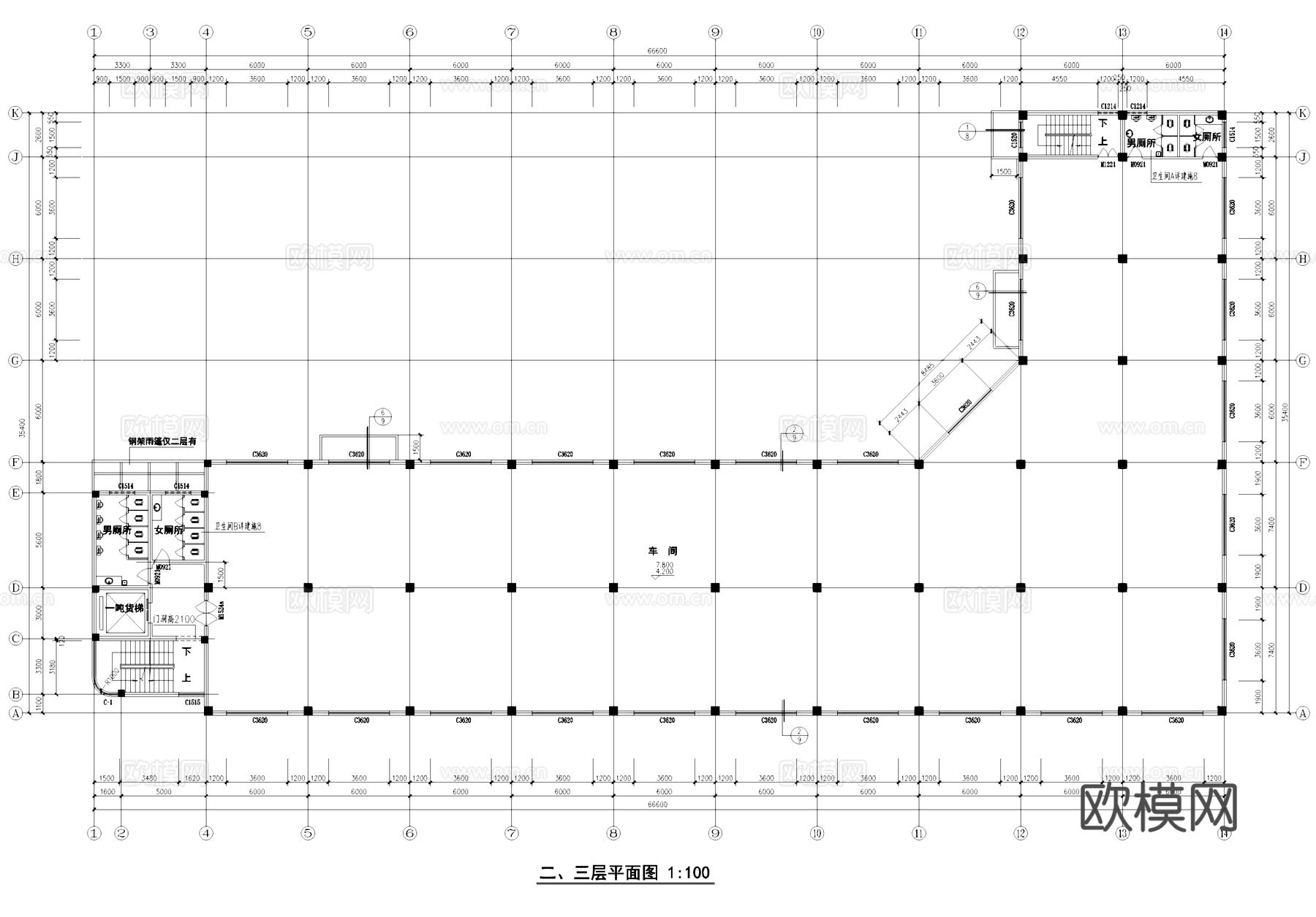乡村经济联合社厂房工业建筑CAD施工图cad施工图