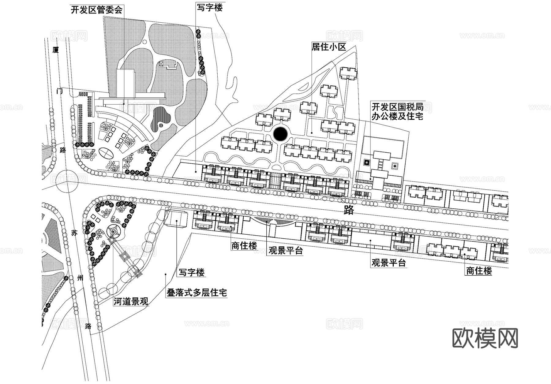 经济技术开发区城市规划总平面图cad施工图