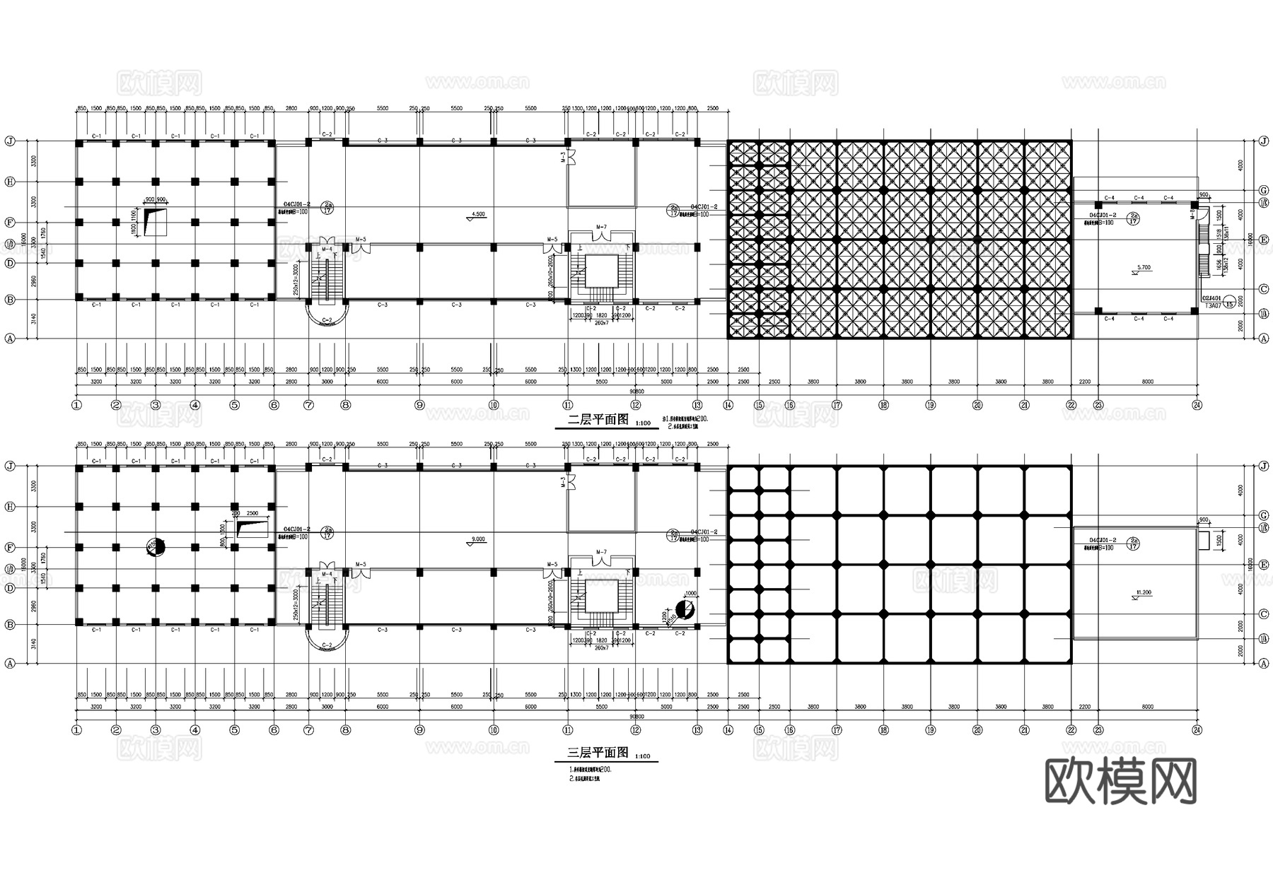 面粉厂七层小麦制粉车间厂房工业建筑cad施工图