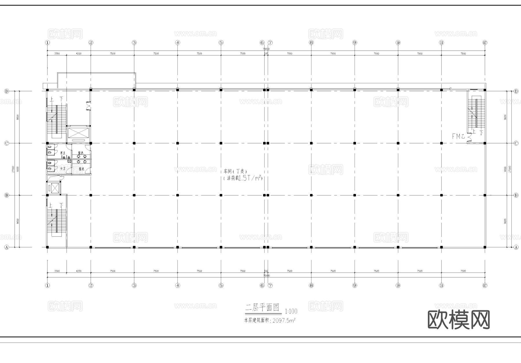 丁类车间厂房工业建筑CAD施工图cad施工图