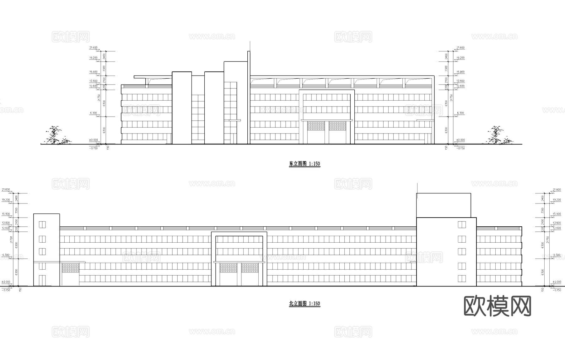 工业车间仓库厂房建筑CAD施工图cad施工图