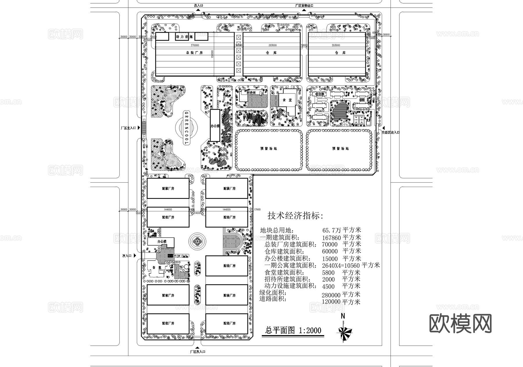 厂房产业园景观 工业园区 规划平面图cad施工图