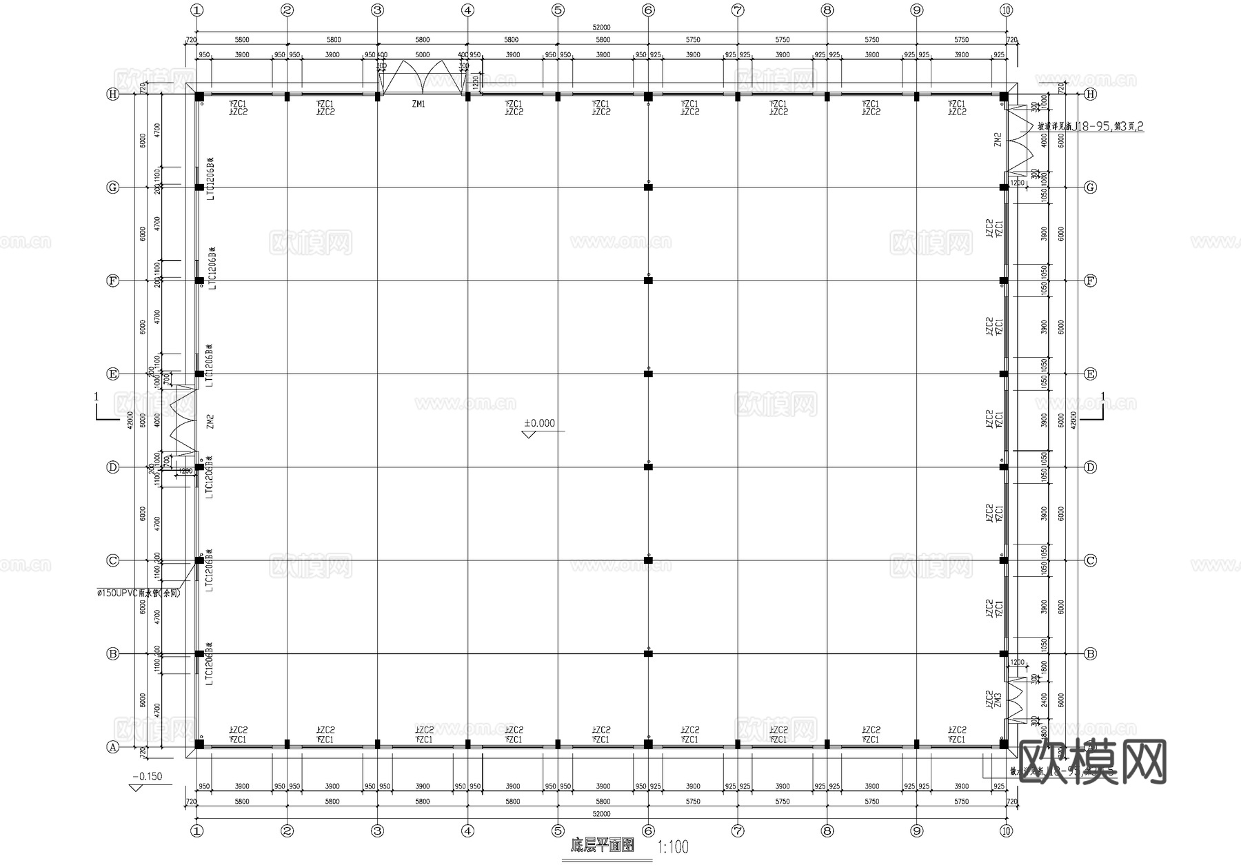 单层钢结构车间厂房工业建筑CAD施工图cad施工图