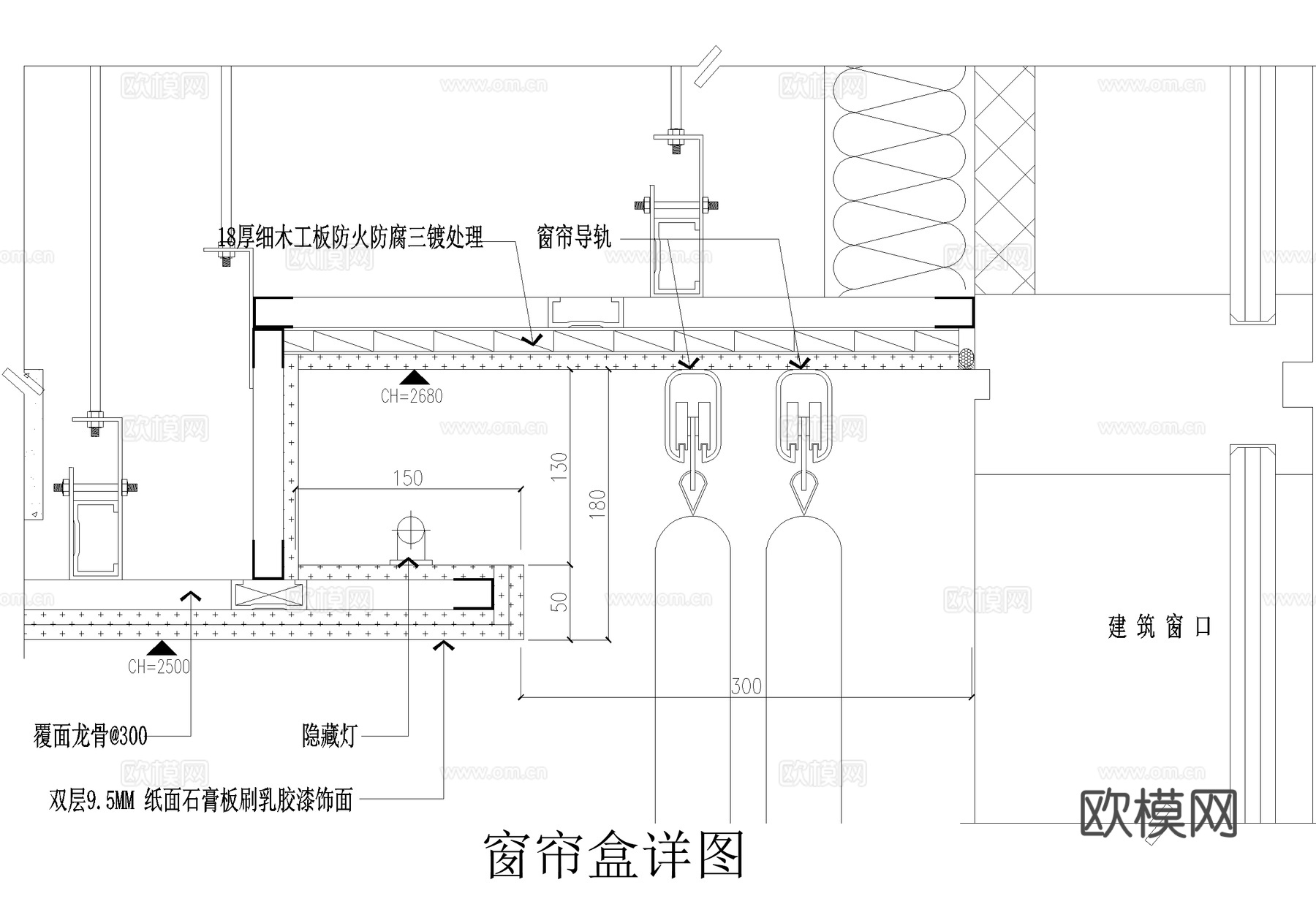 窗帘盒节点cad施工图