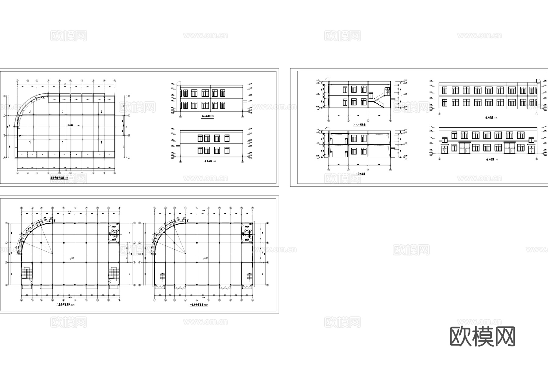 二层工业厂房车间建筑CAD施工图集cad施工图