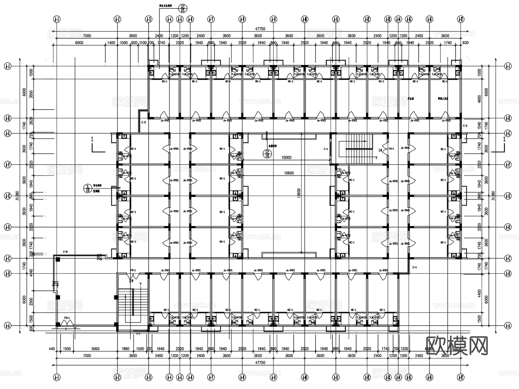 医院家属区教室公寓食堂招聘楼建筑CAD施工图集cad施工图