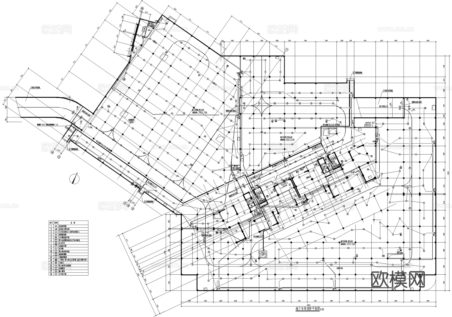 地下车库消防平面图 报警器消防图 烟感消防图cad施工图