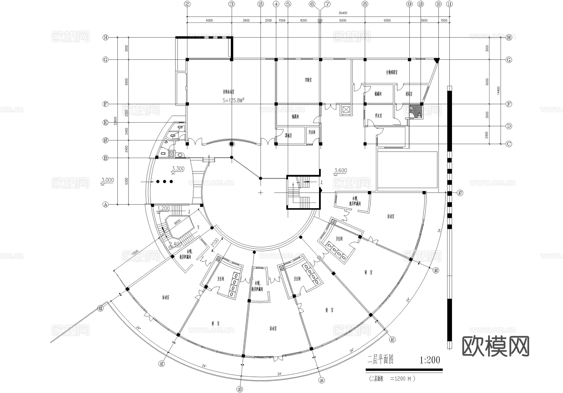 幼儿园建筑 四层托儿所cad施工图