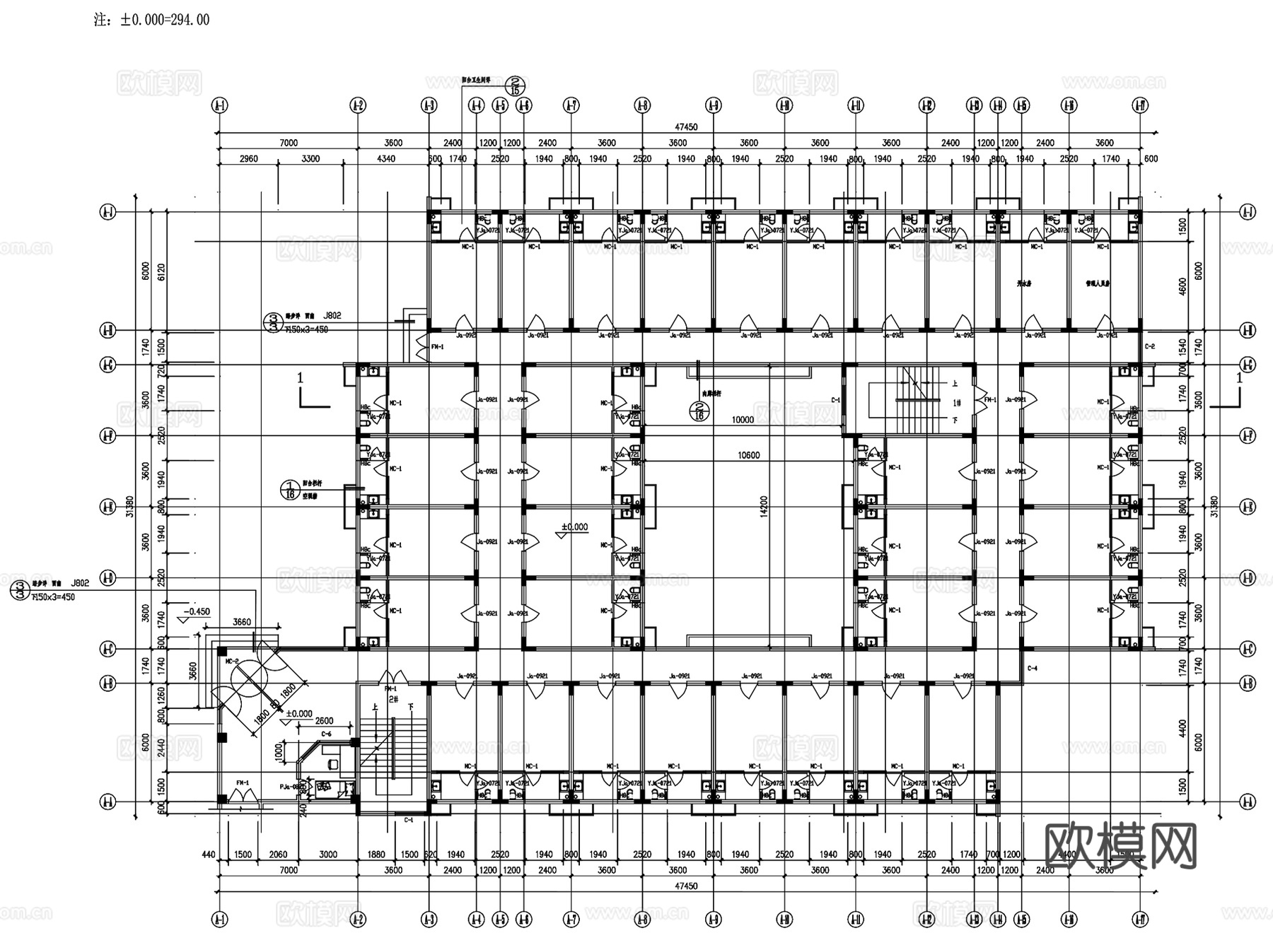 医院家属区教室公寓食堂招聘楼建筑CAD施工图集cad施工图
