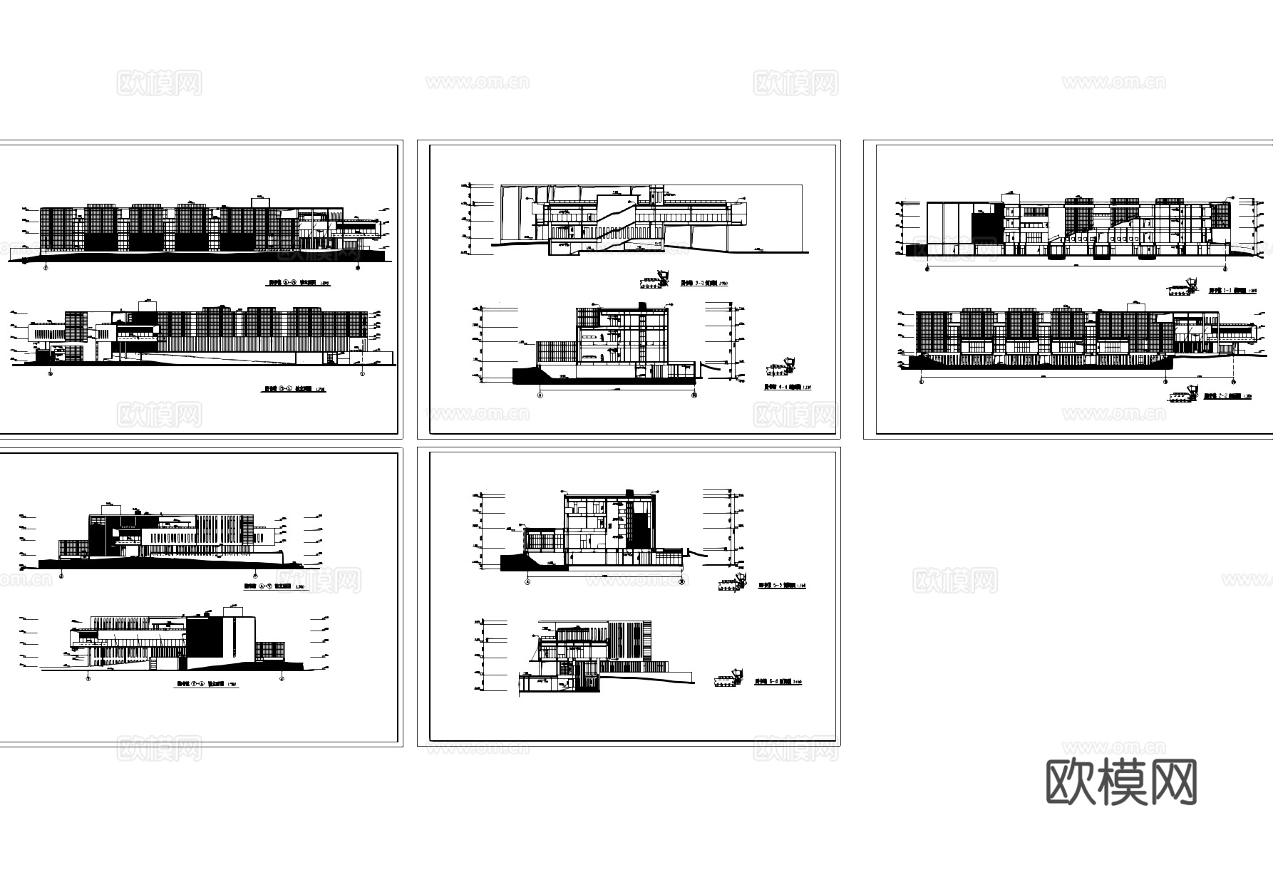 图书馆剖立面建筑CAD施工图cad施工图