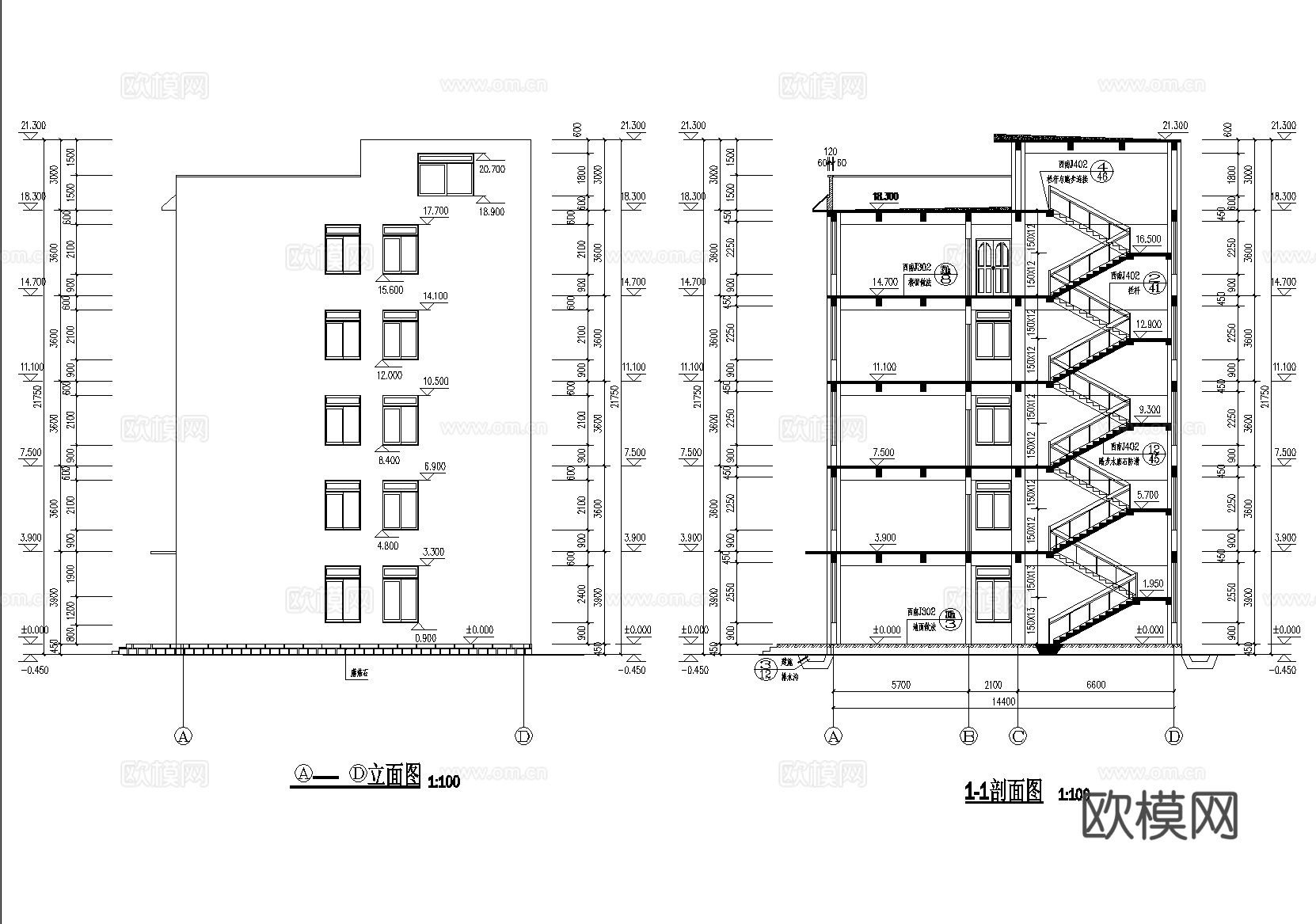 重庆涪陵某工厂办公楼建筑CAD施工图cad施工图