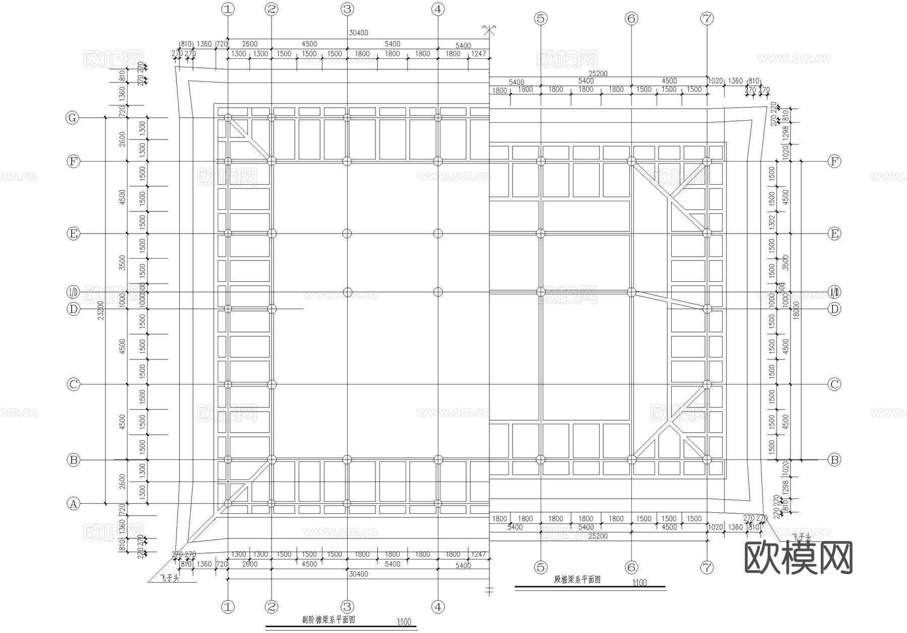 中式寺庙 大雄宝殿殿堂 重檐歇山顶塑像座cad施工图