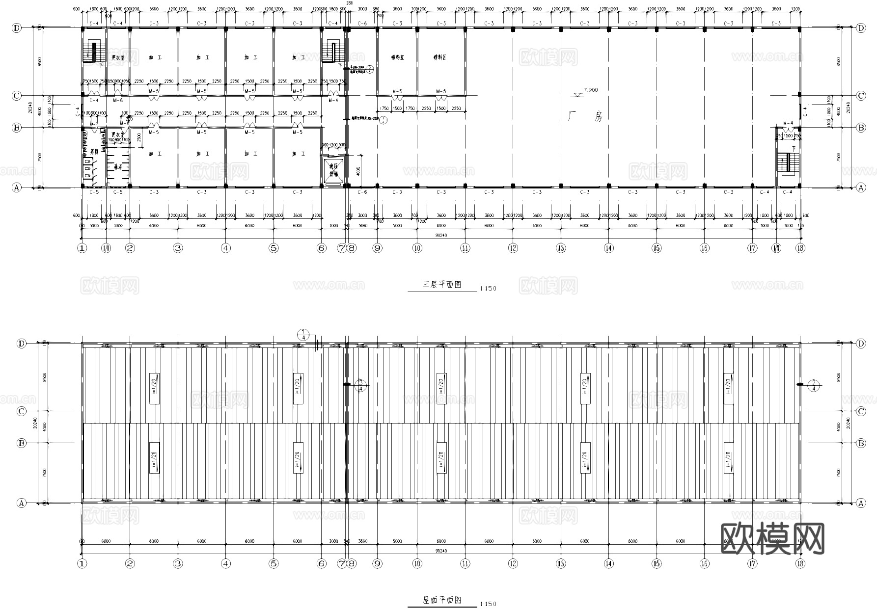 加工车间厂房工业建筑CAD施工图cad施工图cad施工图