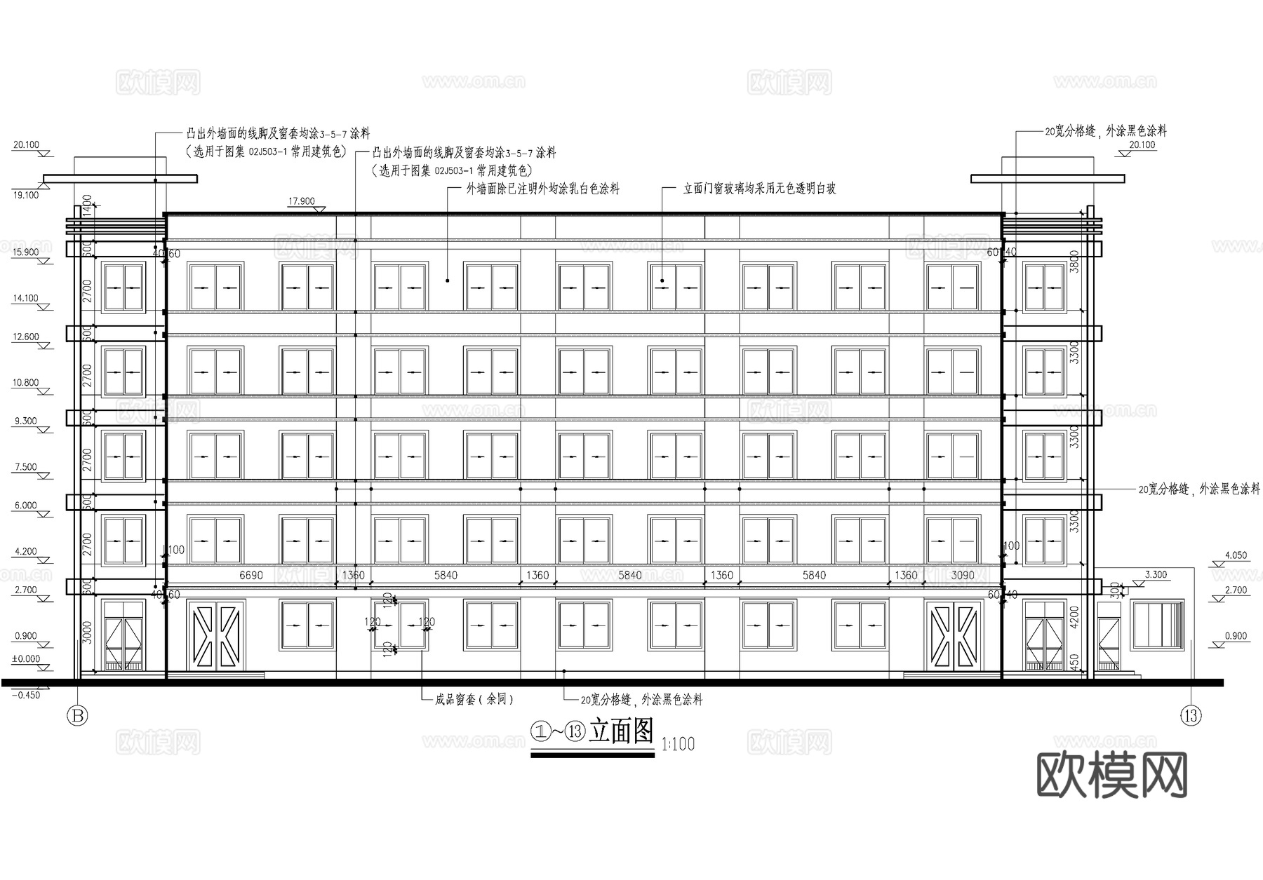 五层车间厂房工业建筑CAD施工图cad施工图